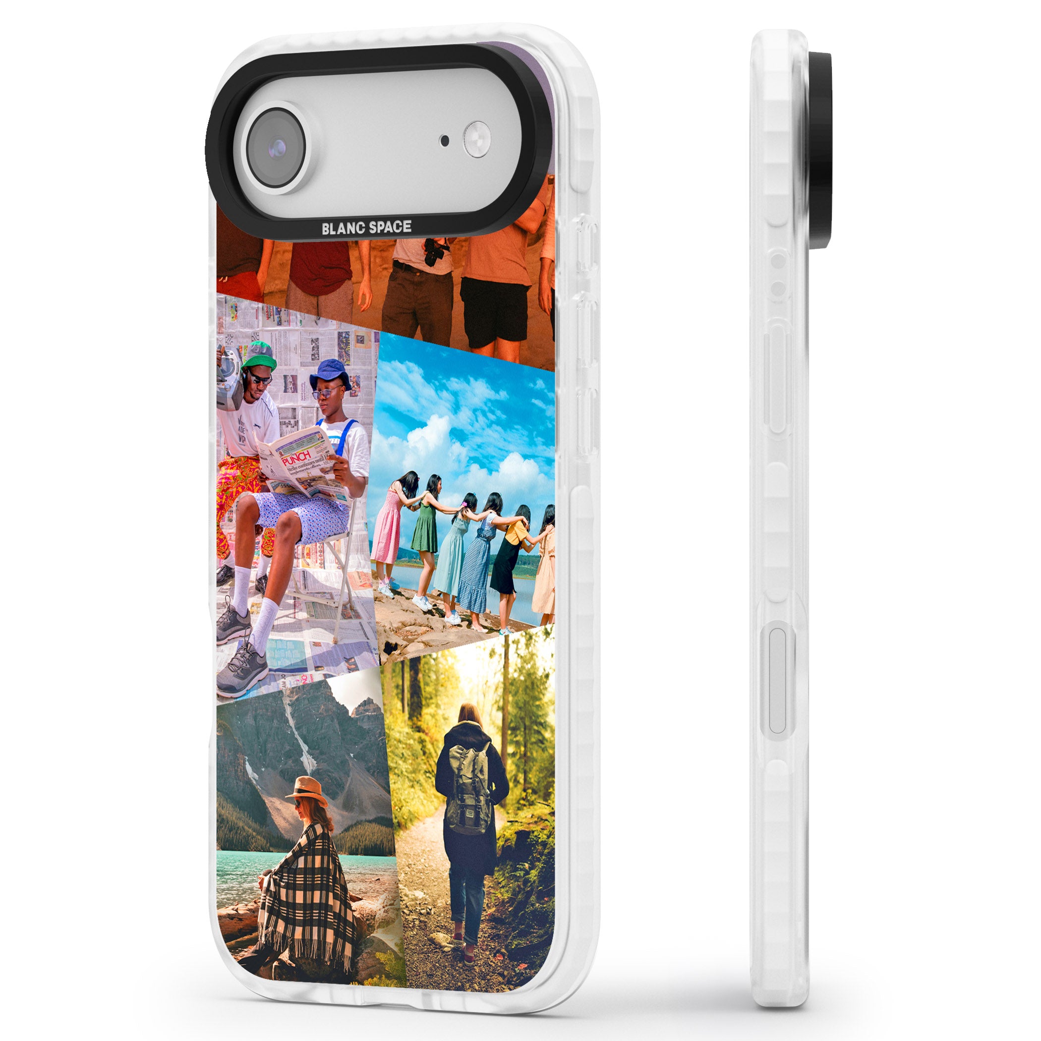 Personalised Abstract Photo Grid iPhone 17 Air Impact Pro Clear Phone Case Side Profile