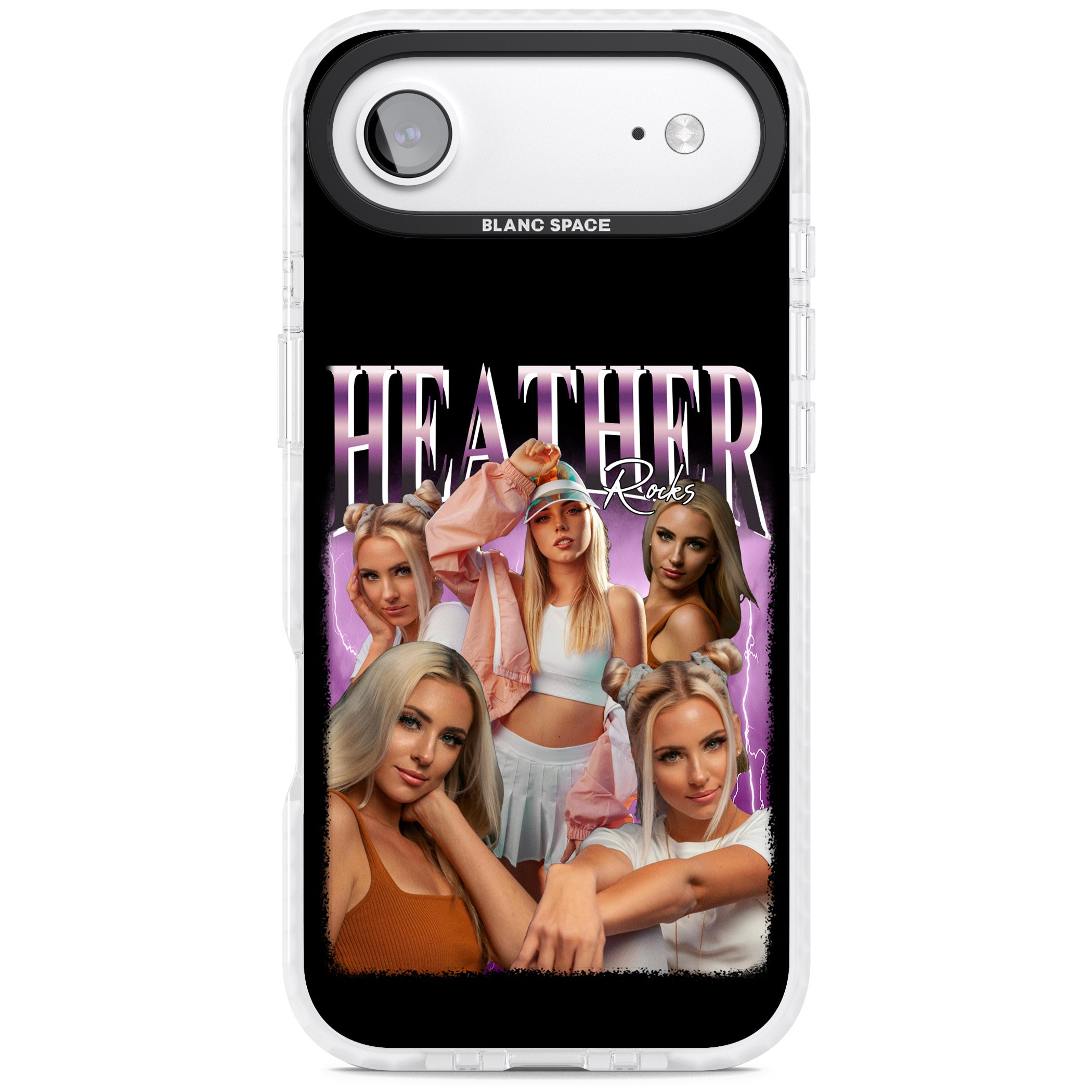 Personalised Airbrush Name & Photo Collage (Pink) iPhone 17 Air Impact Pro Clear Phone Case