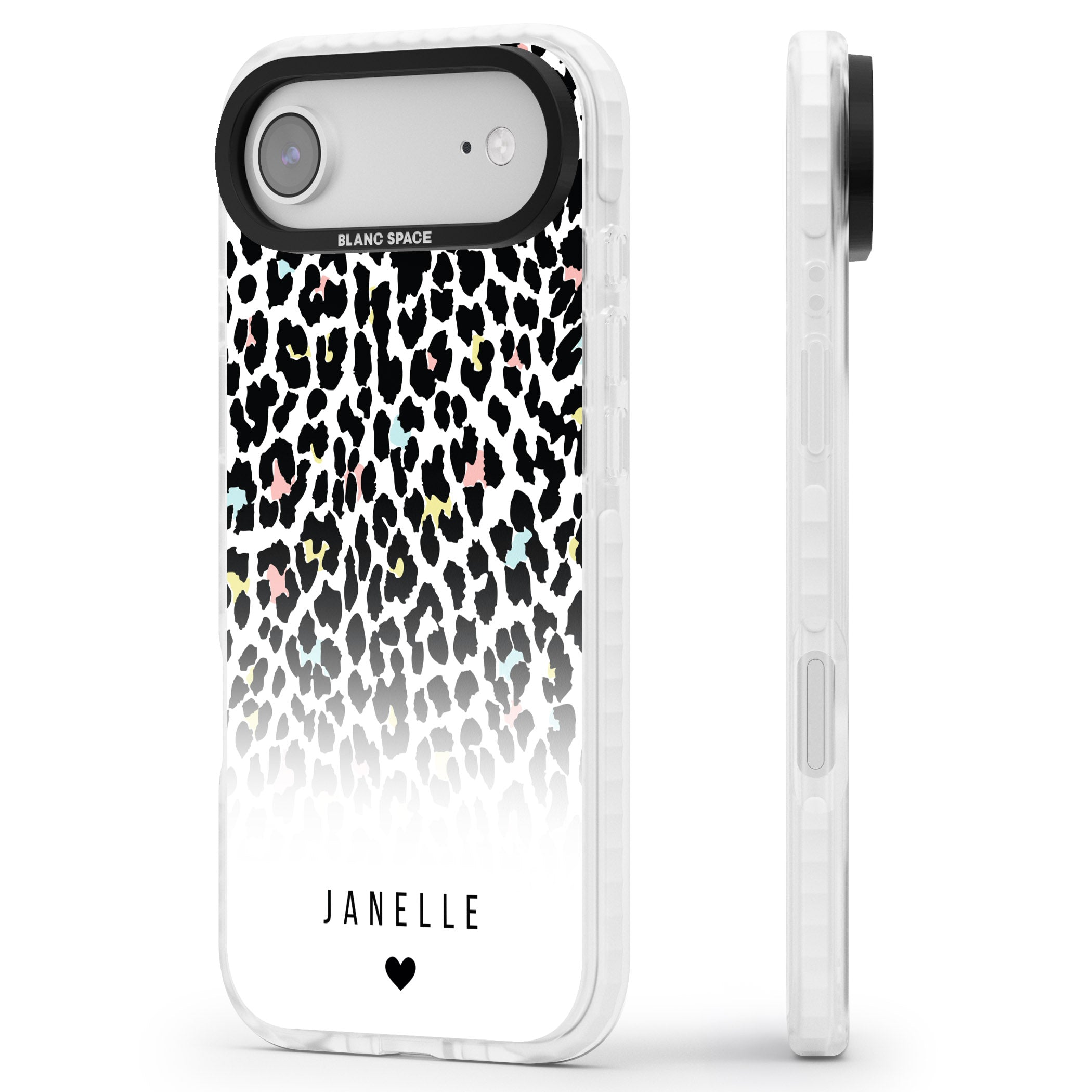 Personalised Pastel Leopard iPhone 17 Air Impact Pro Clear Phone Case Side Profile