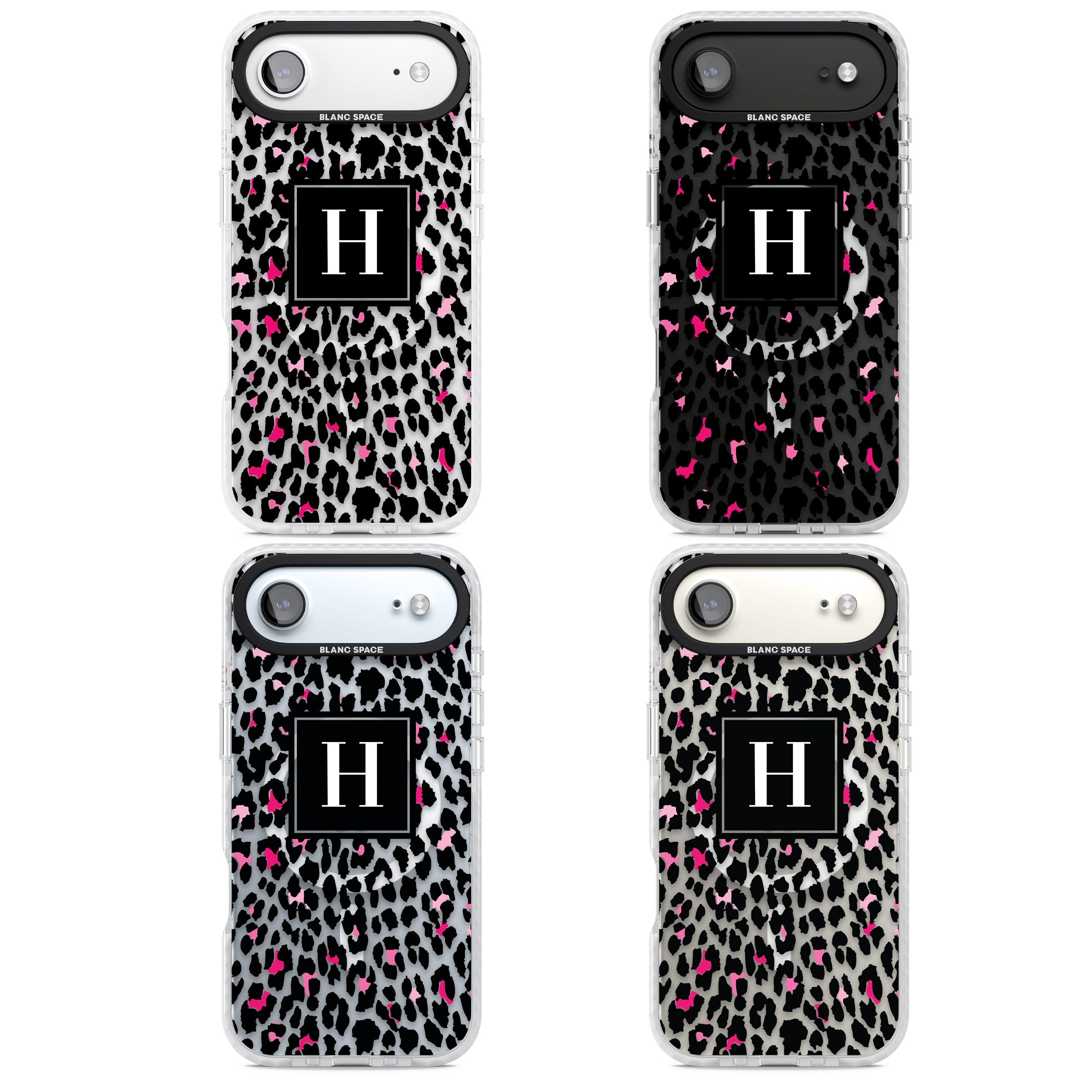 Personalised Clear Pink Leopard Monogram iPhone 17 Air Impact Pro Clear Phone Case APT Impact Protection