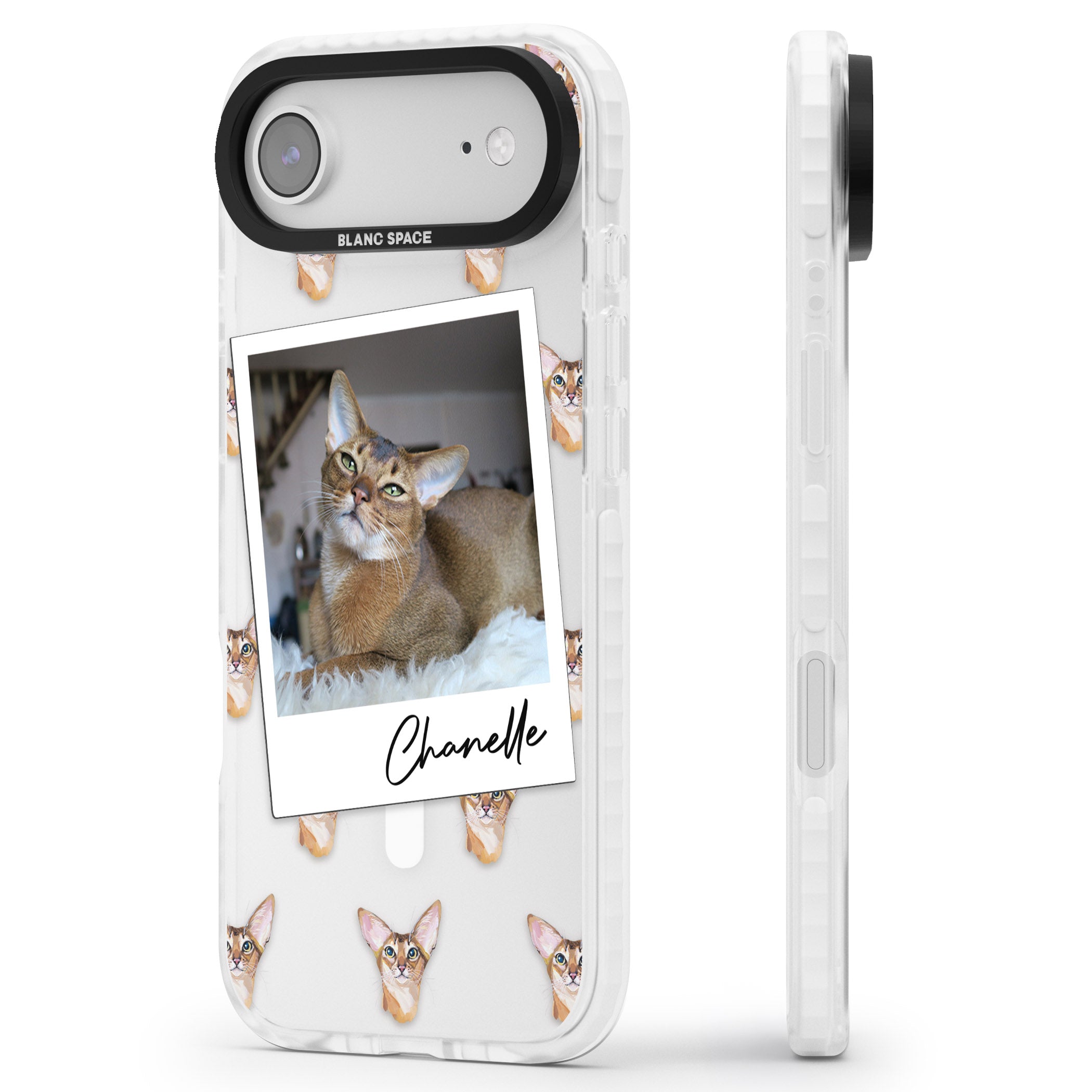 Personalised Abyssinian Cat Photo iPhone 17 Air Impact Pro Clear Phone Case Side Profile