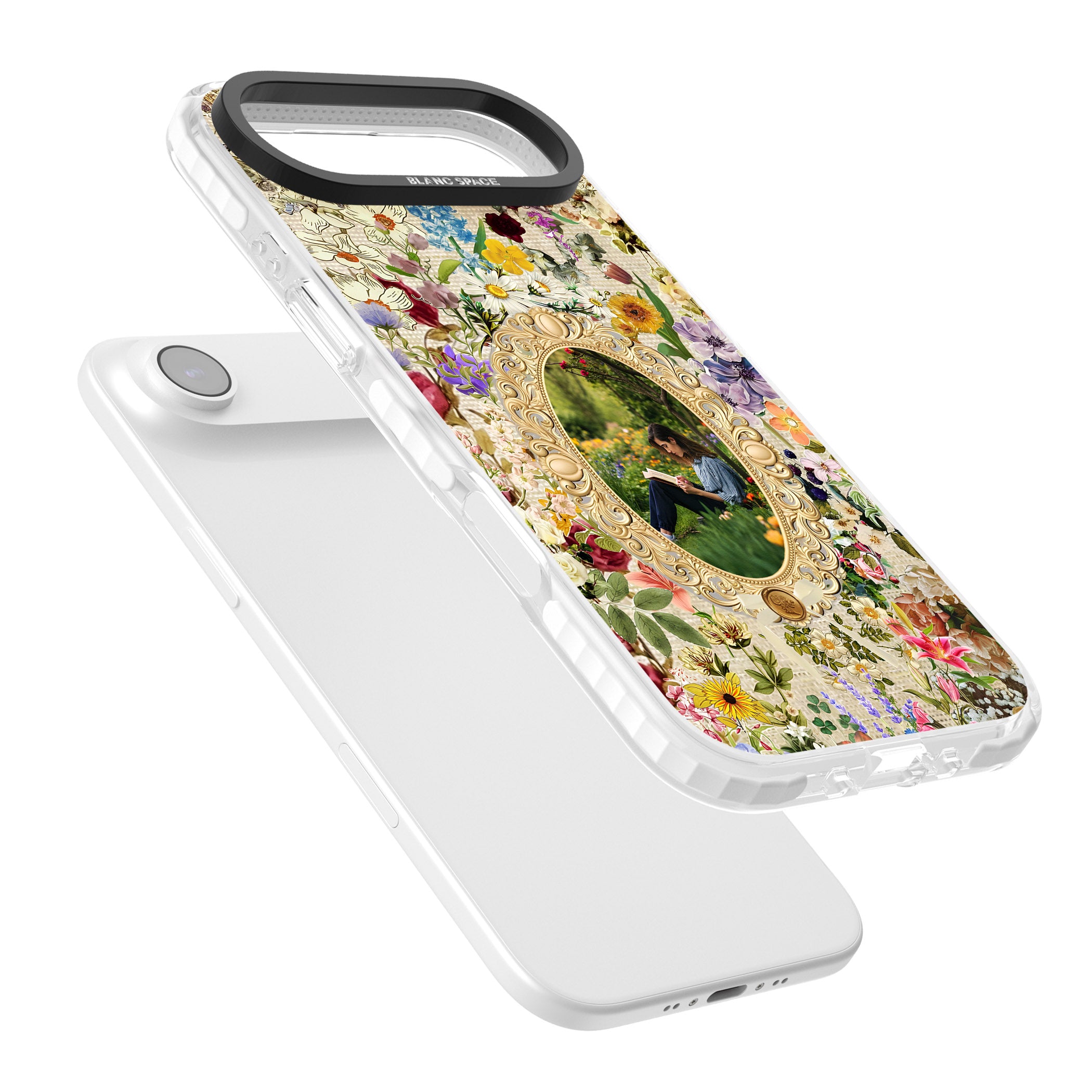 Personalised Vintage Wildflower Frame iPhone 17 Air Impact Pro Clear Phone Case Colours