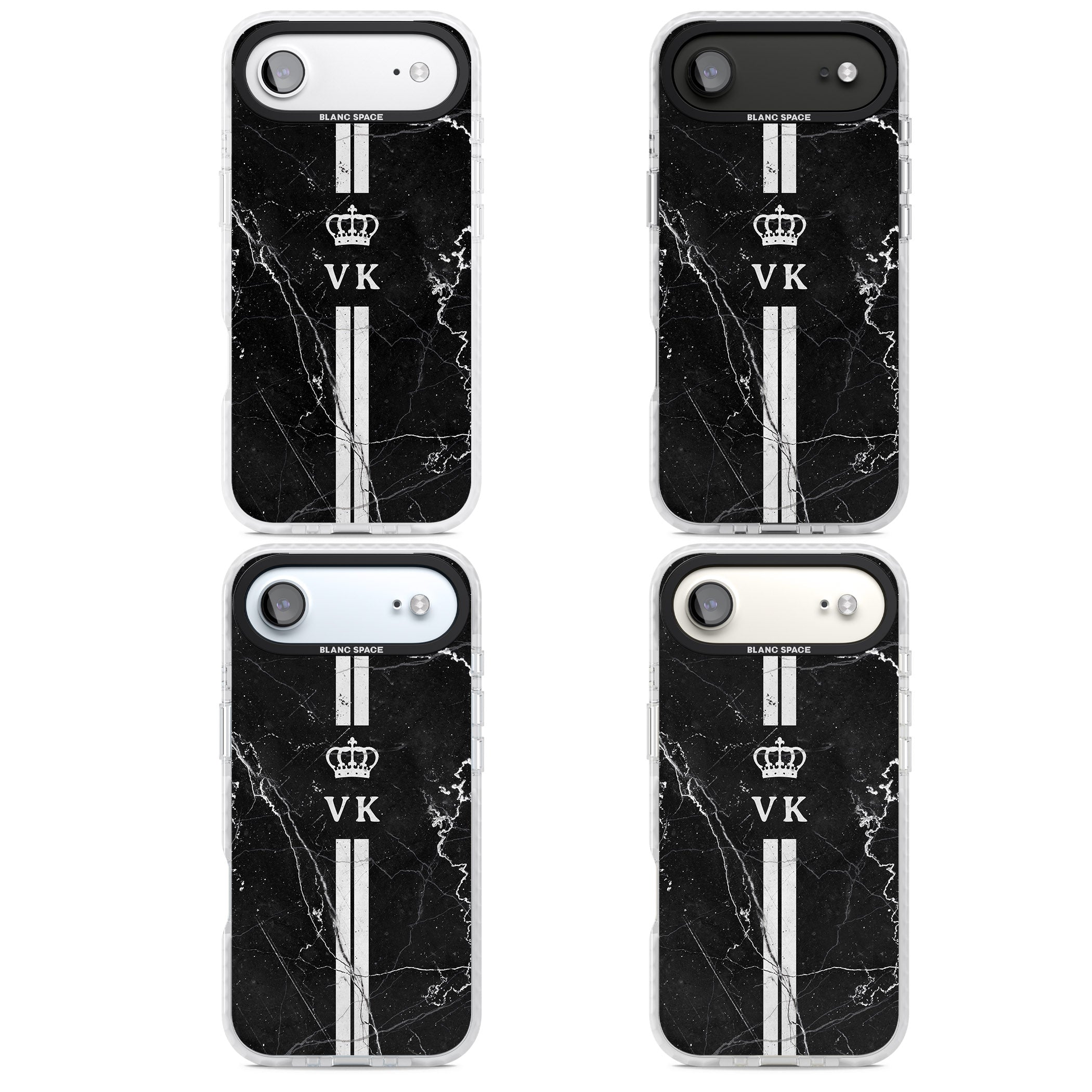 Personalised Black Marble Stripe Initials iPhone 17 Air Impact Pro Clear Phone Case APT Impact Protection