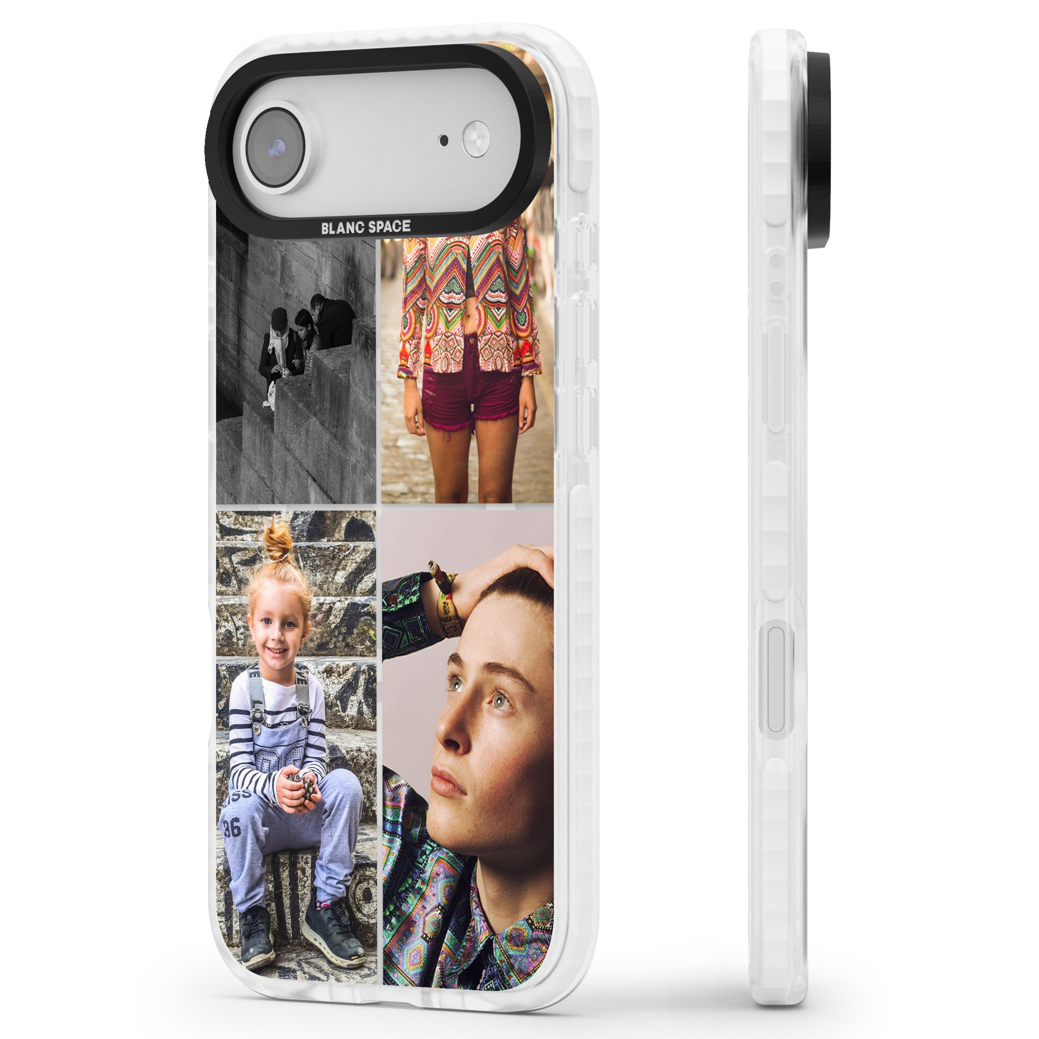 Personalised 4 Photo Grid iPhone 17 Air Impact Pro Clear Phone Case Side Profile