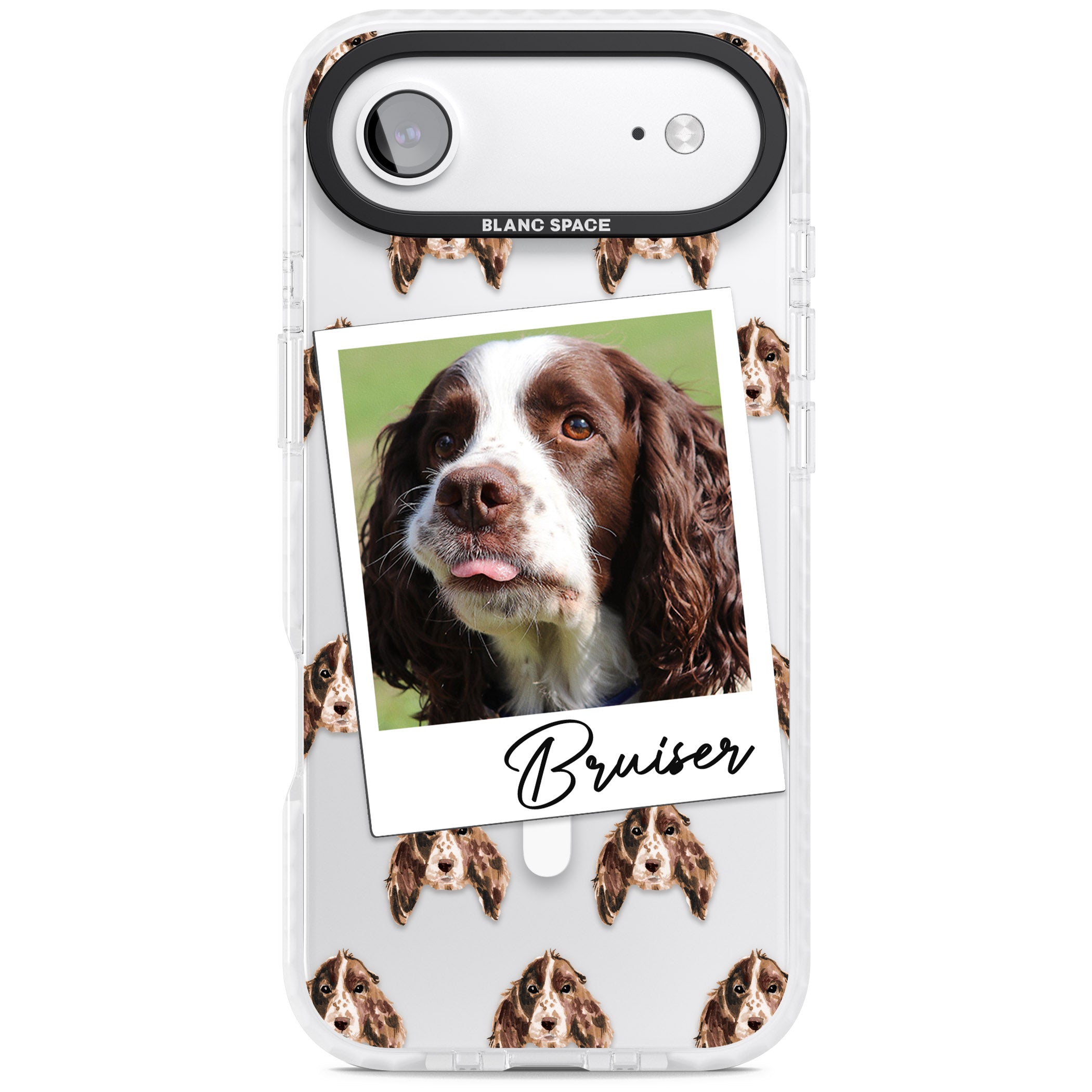 Personalised Springer Spaniel Instant Camera Photo iPhone 17 Air Impact Pro Clear Phone Case