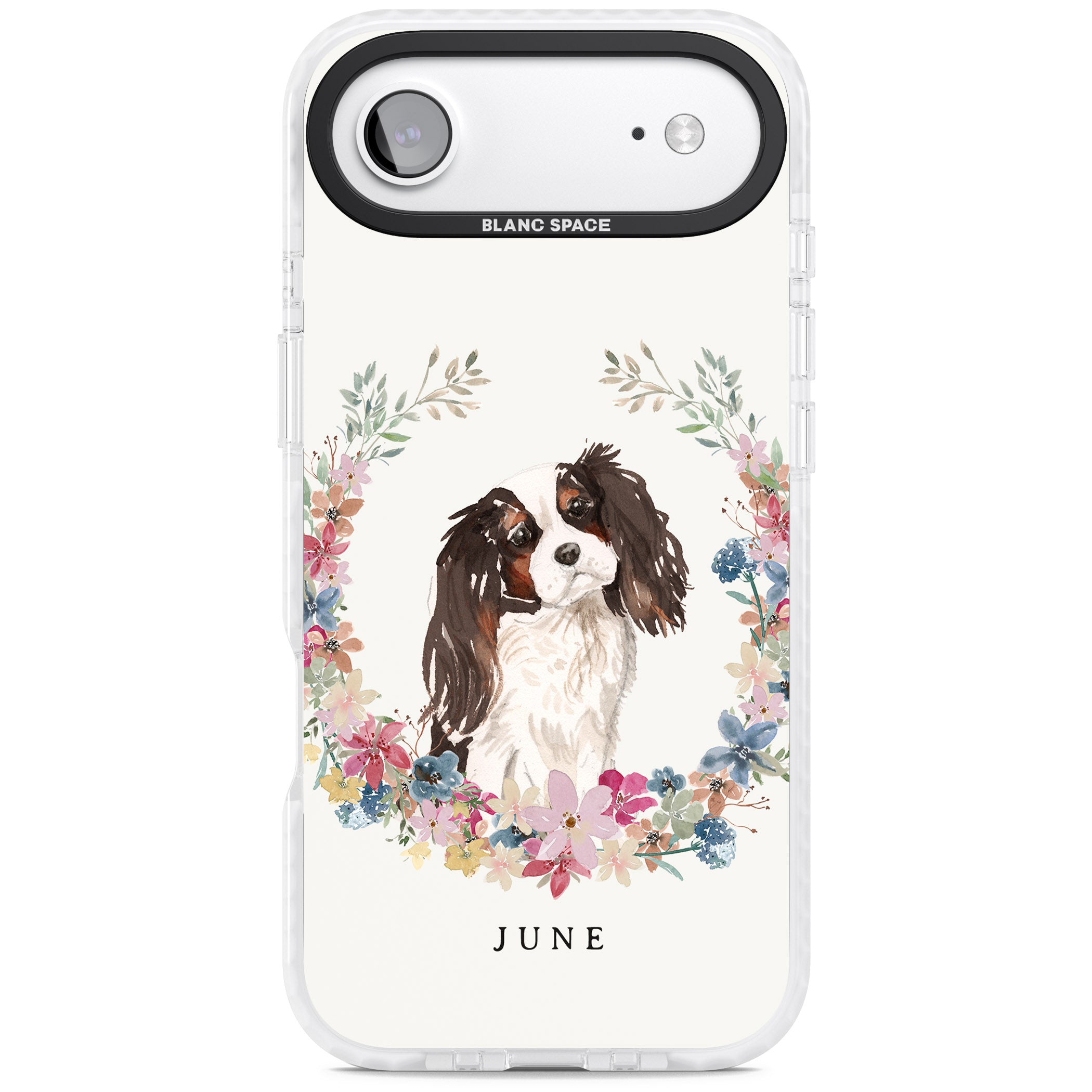 Personalised King Charles Floral Portrait iPhone 17 Air Impact Pro Clear Phone Case