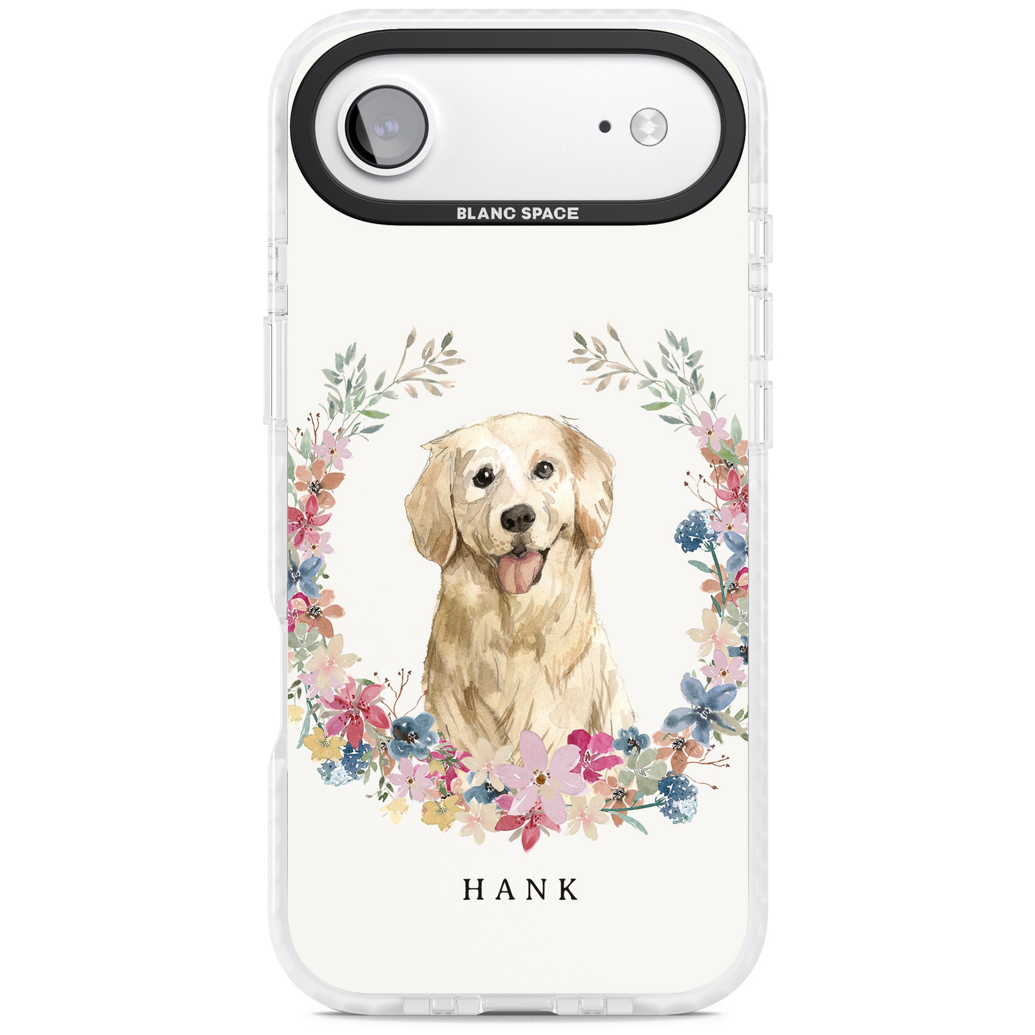 Personalised Golden Retriever Floral Portrait iPhone 17 Air Impact Pro Clear Phone Case