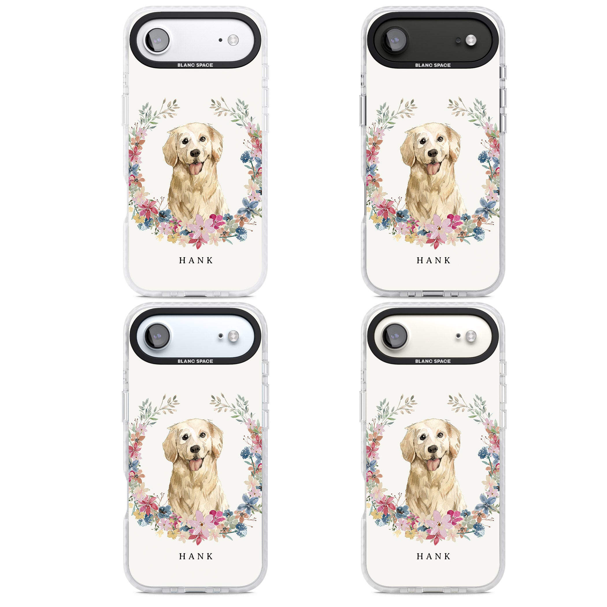 Personalised Golden Retriever Floral Portrait iPhone 17 Air Impact Pro Clear Phone Case APT Impact Protection