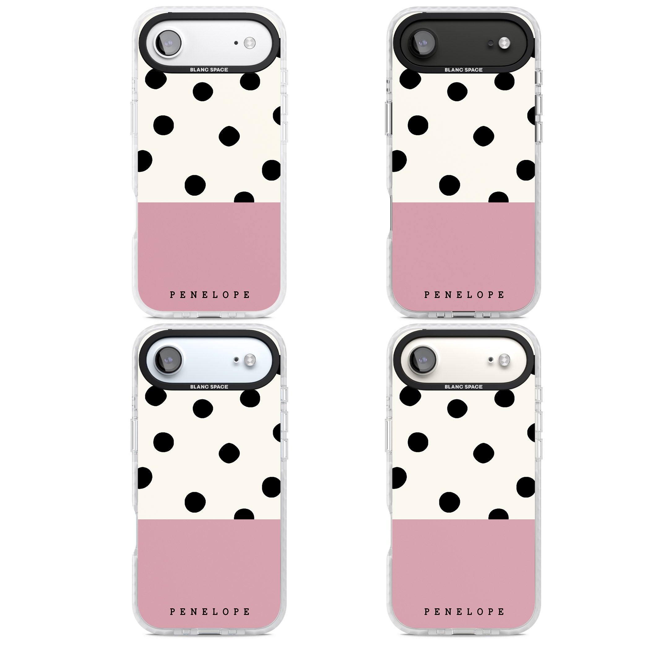 Personalised Pink Border Polka Dot iPhone 17 Air Impact Pro Clear Phone Case APT Impact Protection