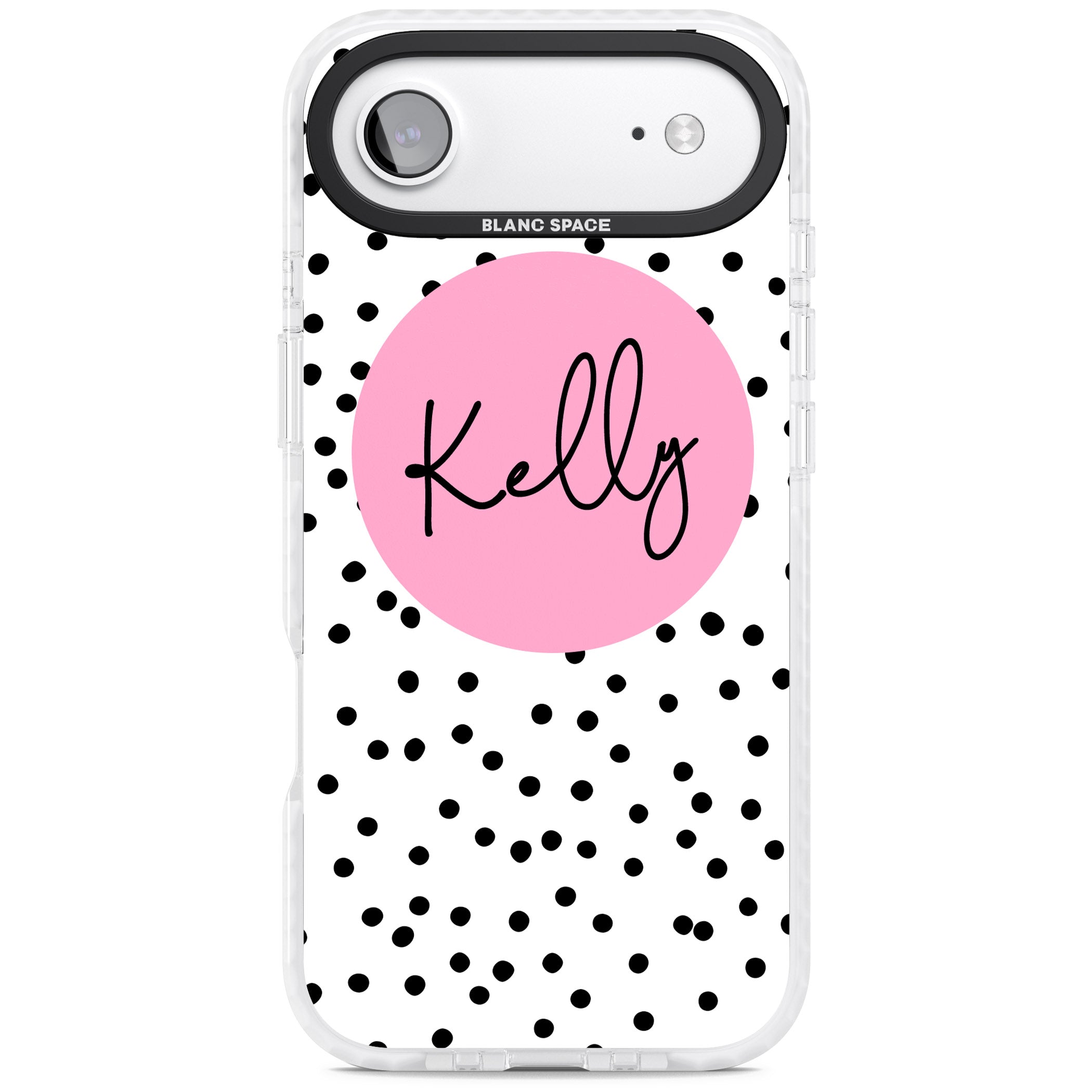Personalised Pink Circle & Dots iPhone 17 Air Impact Pro Clear Phone Case