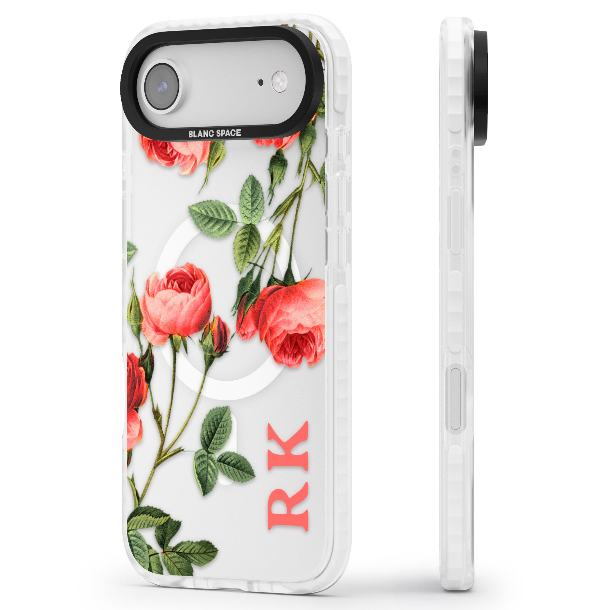 Personalised Vintage Floral Rose iPhone 17 Air Impact Pro Clear Phone Case Side Profile