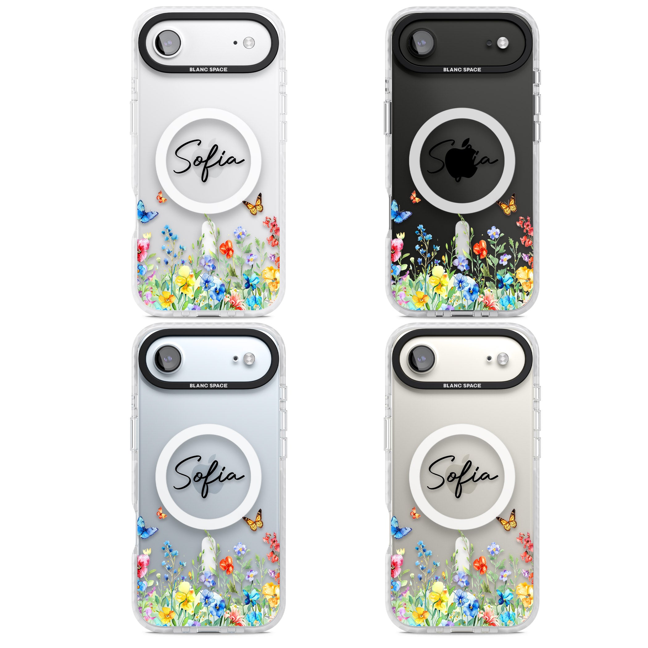 Personalised Buterflies Wildflowers iPhone 17 Air Impact Pro Clear Phone Case APT Impact Protection