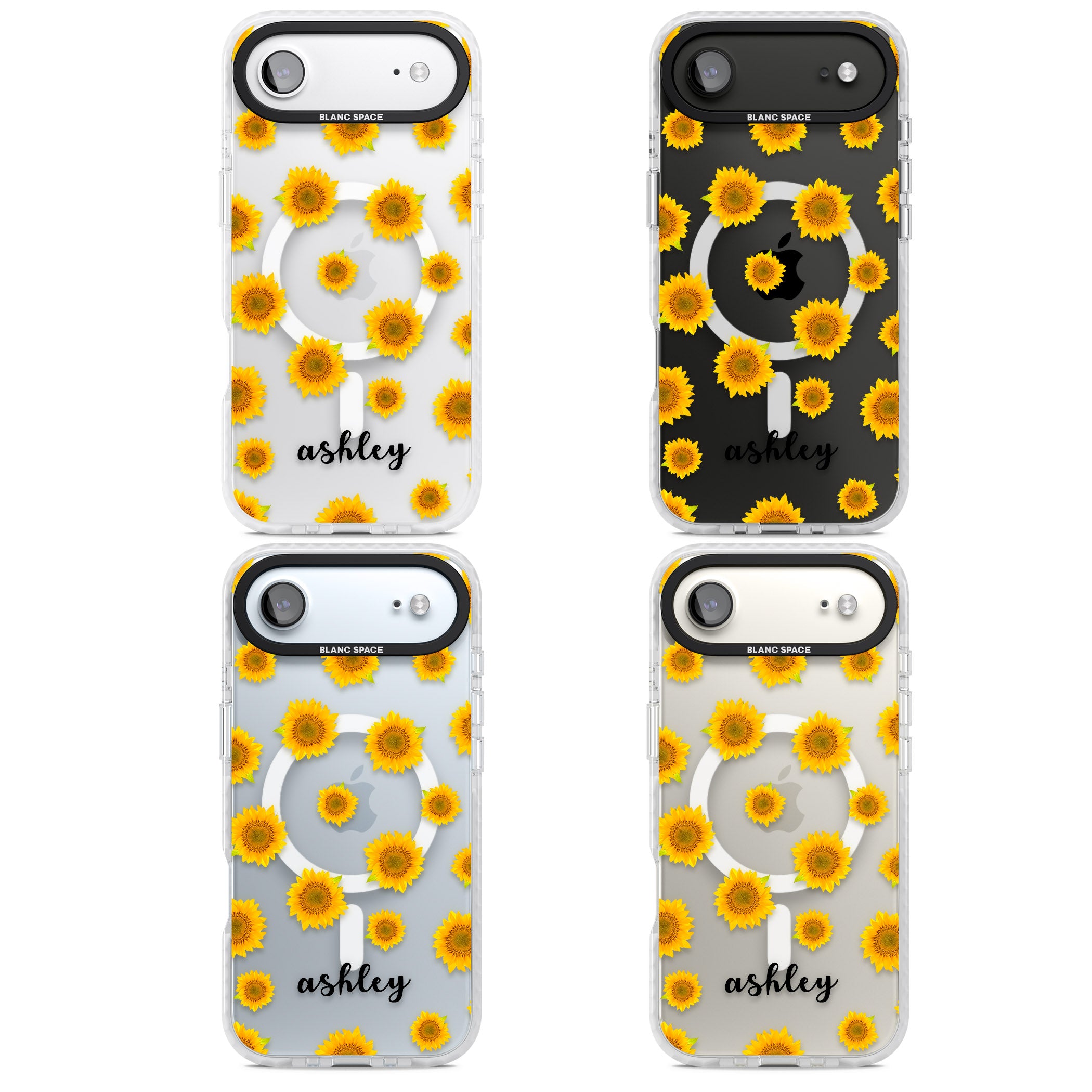 Personalised Sunflowers & Cursive iPhone 17 Air Impact Pro Clear Phone Case APT Impact Protection