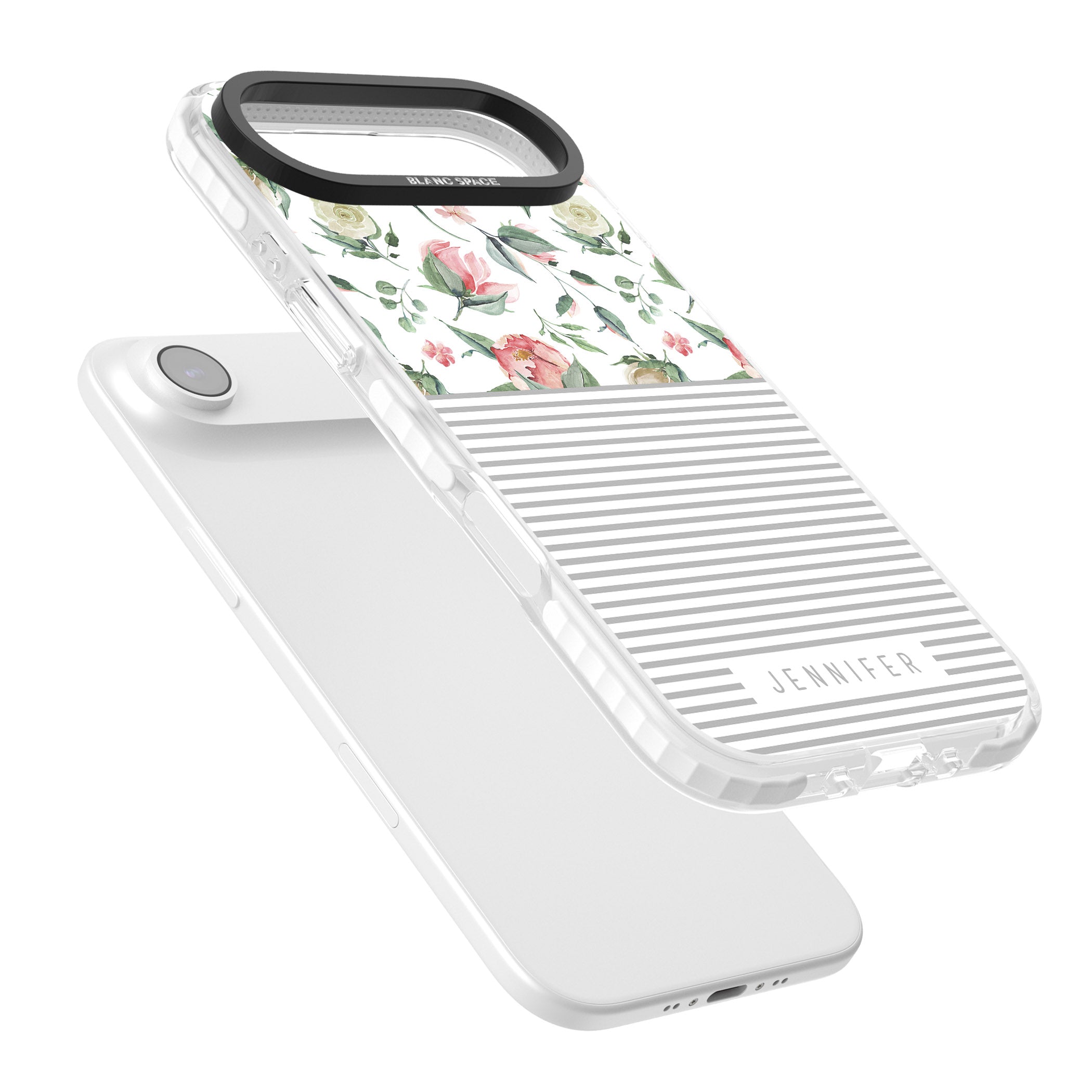 Personalised Light Floral Pattern & Stripes iPhone 17 Air Impact Pro Clear Phone Case Colours
