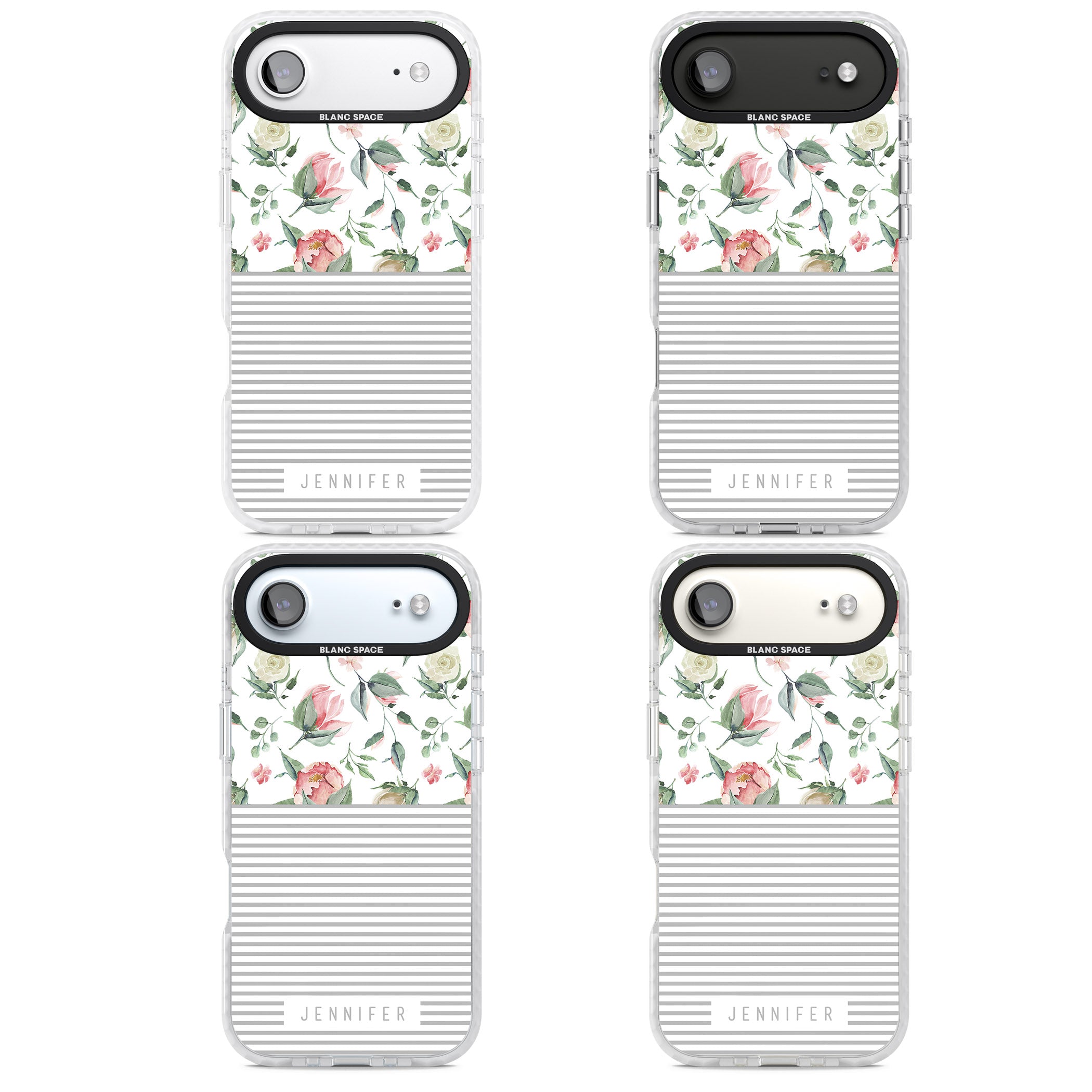 Personalised Light Floral Pattern & Stripes iPhone 17 Air Impact Pro Clear Phone Case APT Impact Protection