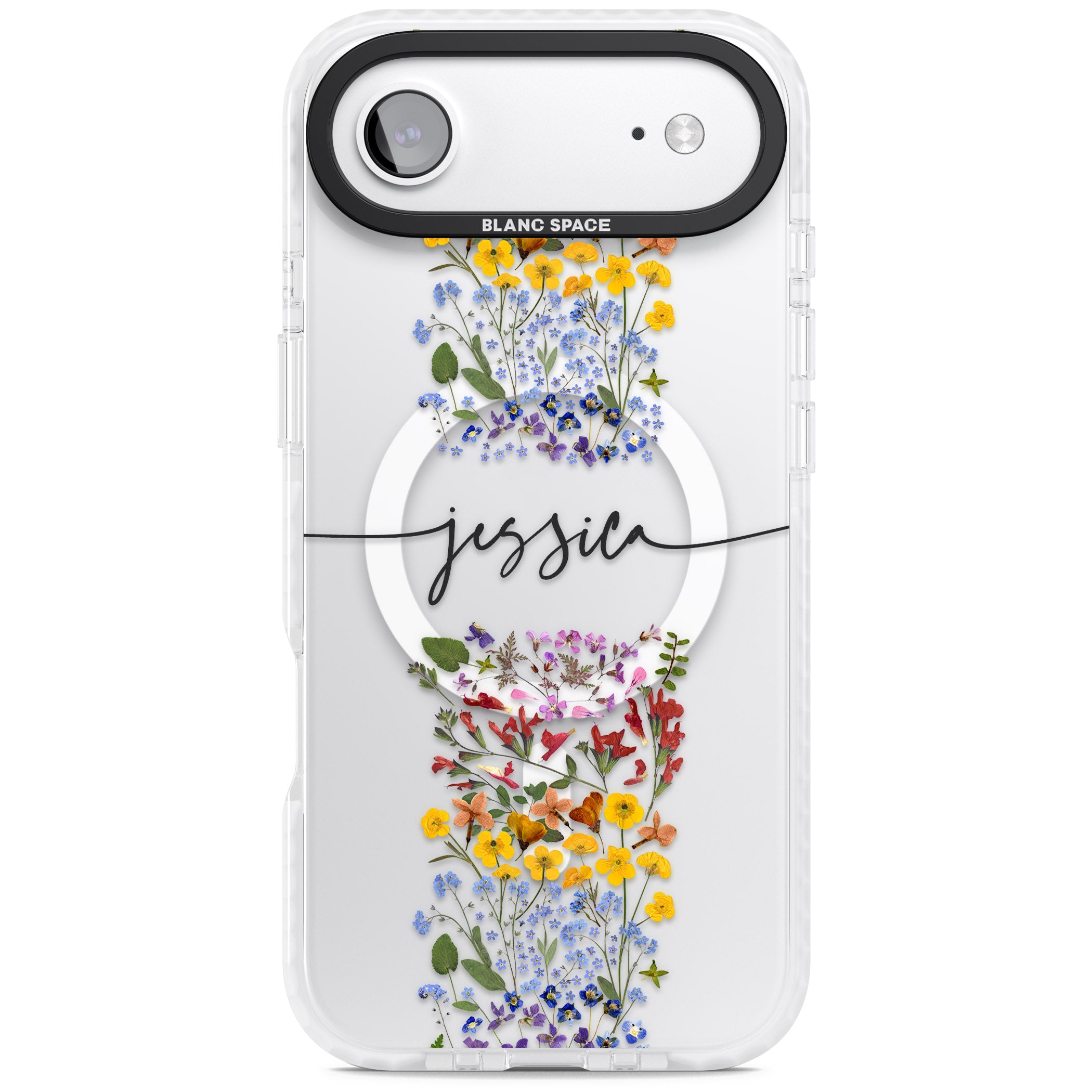 Personalised Wildflower Stripe iPhone 17 Air Impact Pro Clear Phone Case