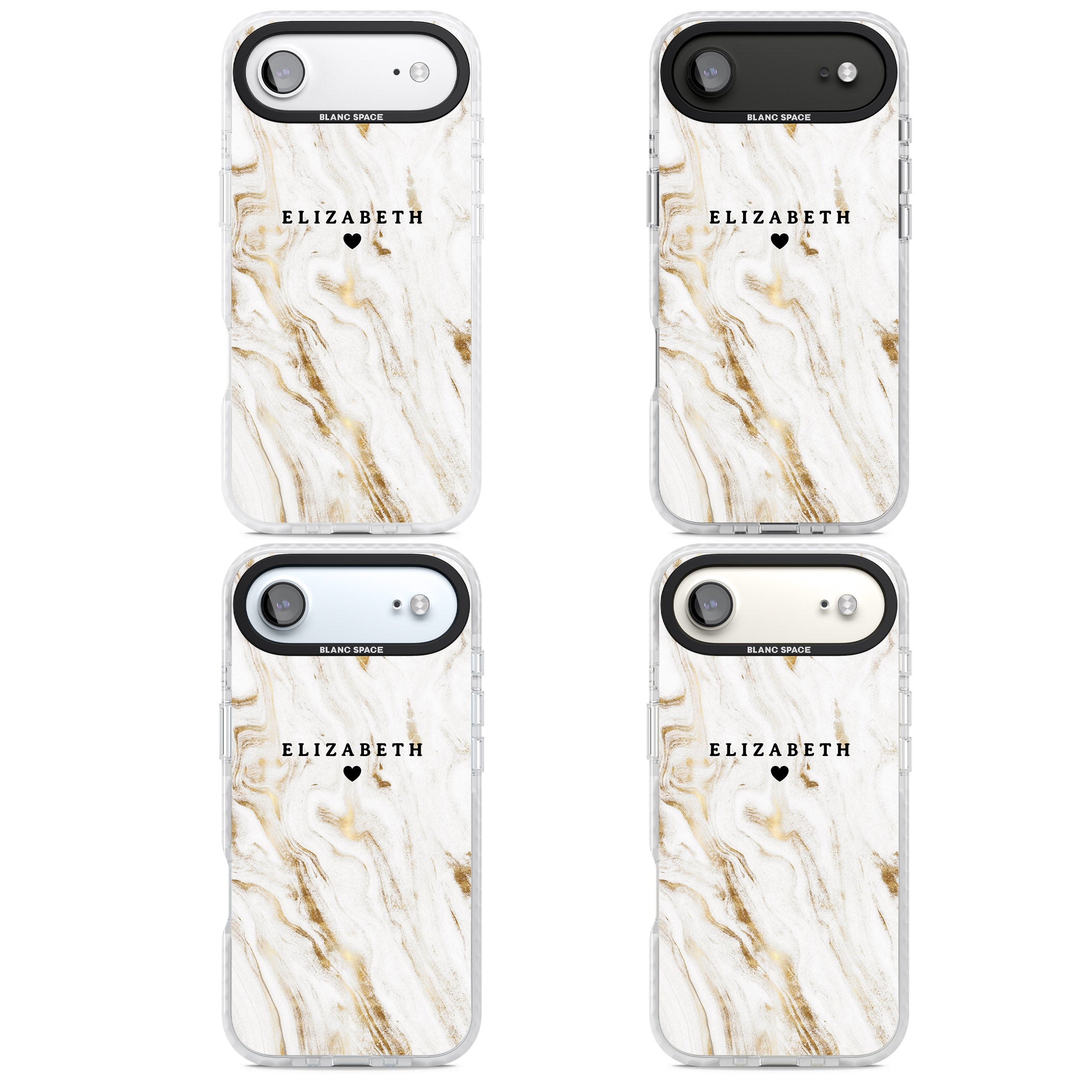 Personalised White & Gold Swirl Marble iPhone 17 Air Impact Pro Clear Phone Case APT Impact Protection
