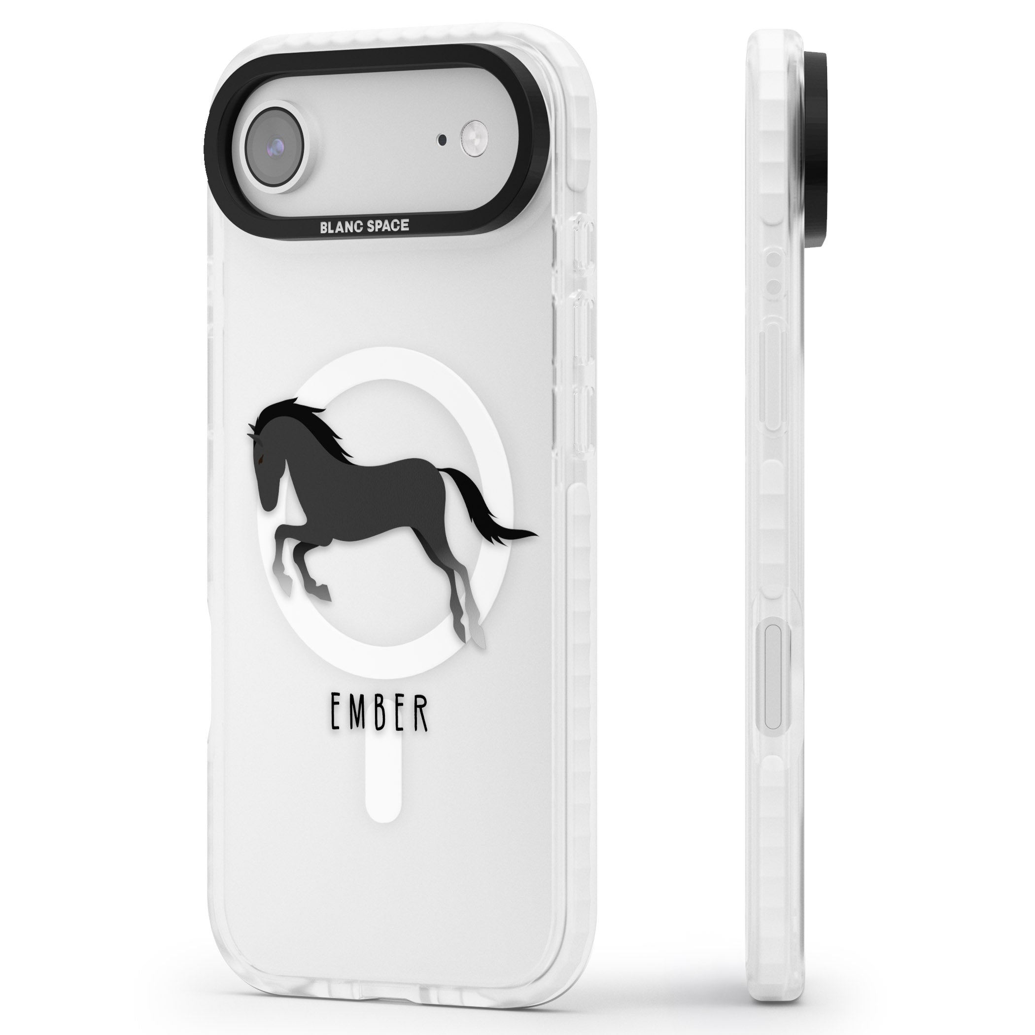 Personalised Black Horse iPhone 17 Air Impact Pro Clear Phone Case Side Profile
