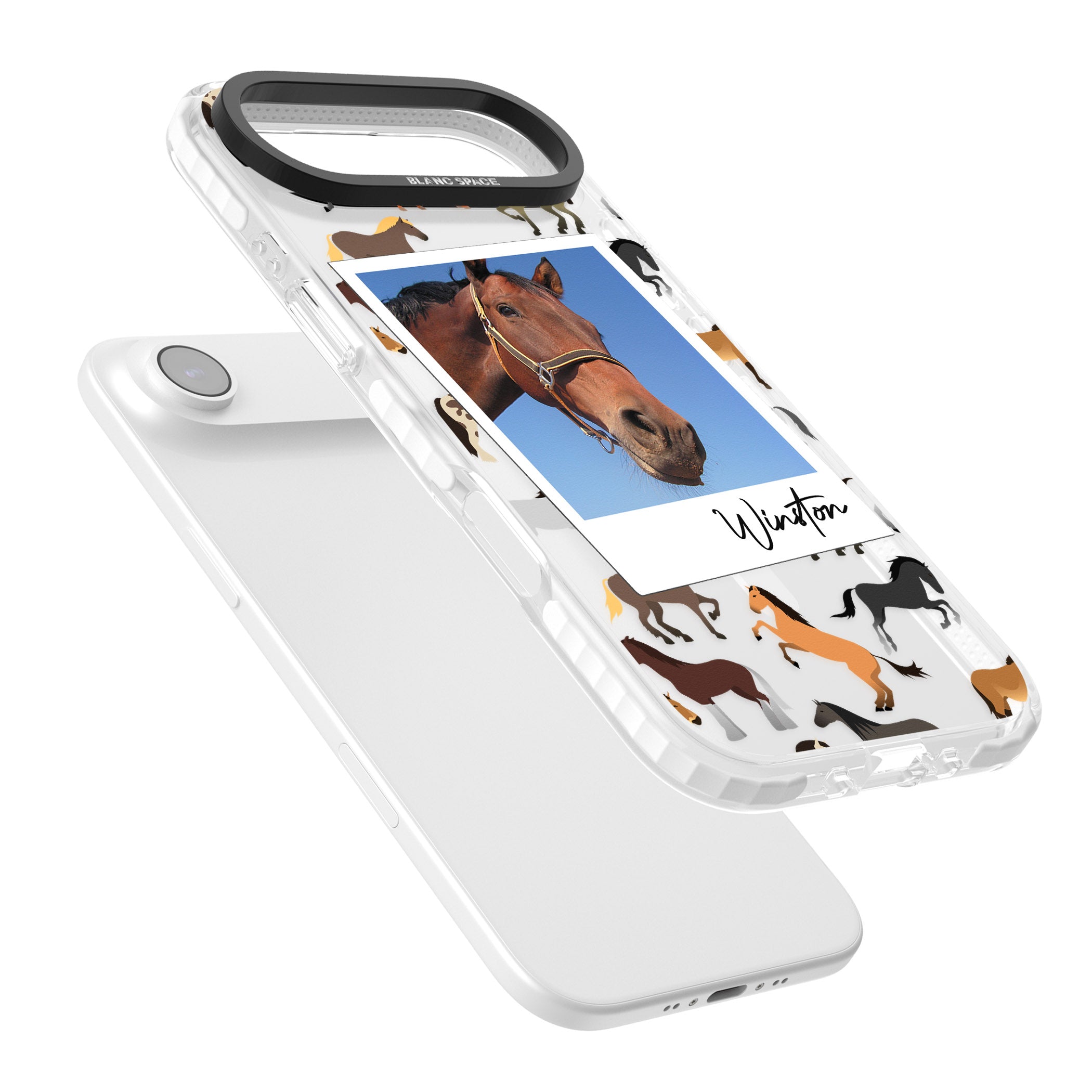 Personalised Horse Polaroid iPhone 17 Air Impact Pro Clear Phone Case Colours