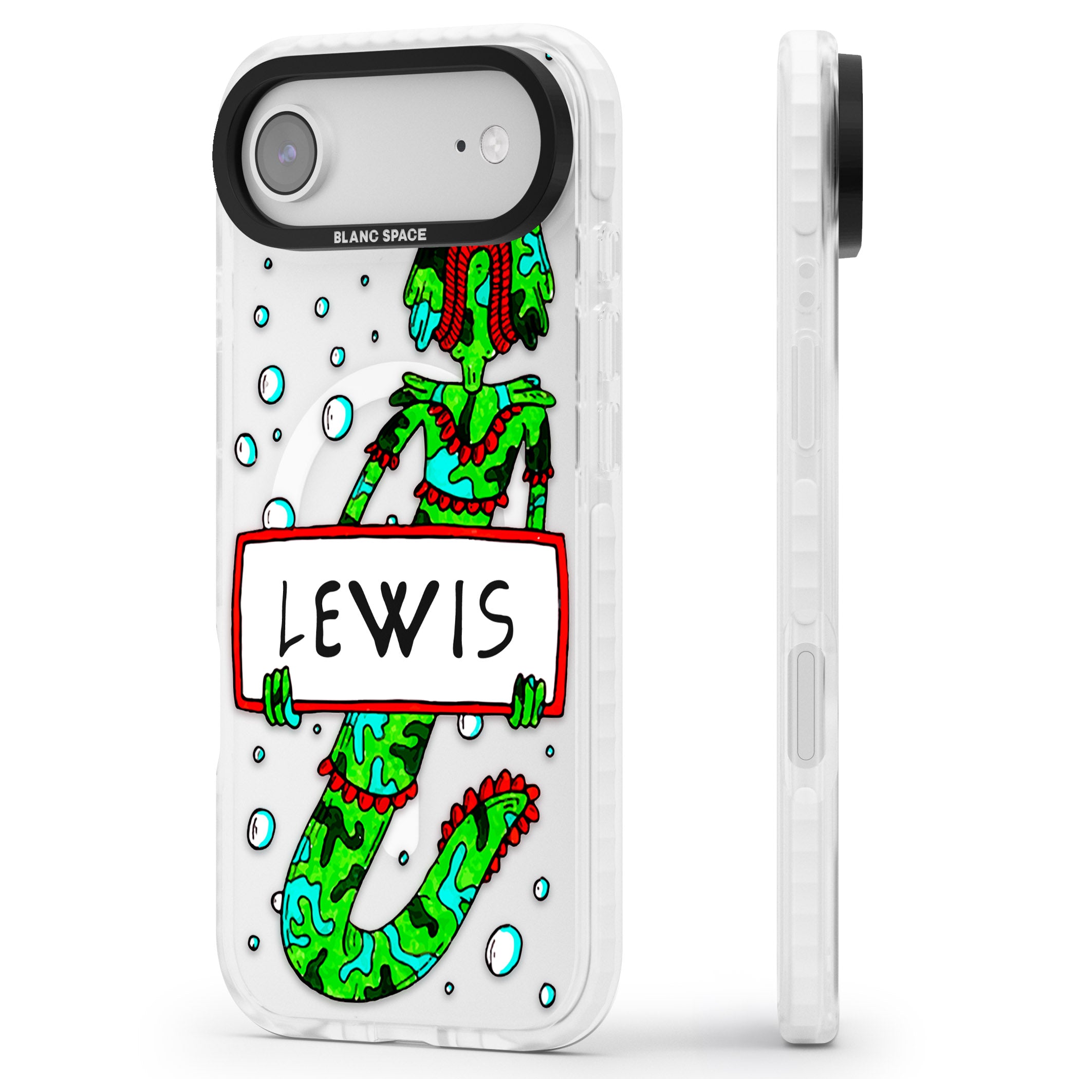 Personalised Fish Boy iPhone 17 Air Impact Pro Clear Phone Case Side Profile