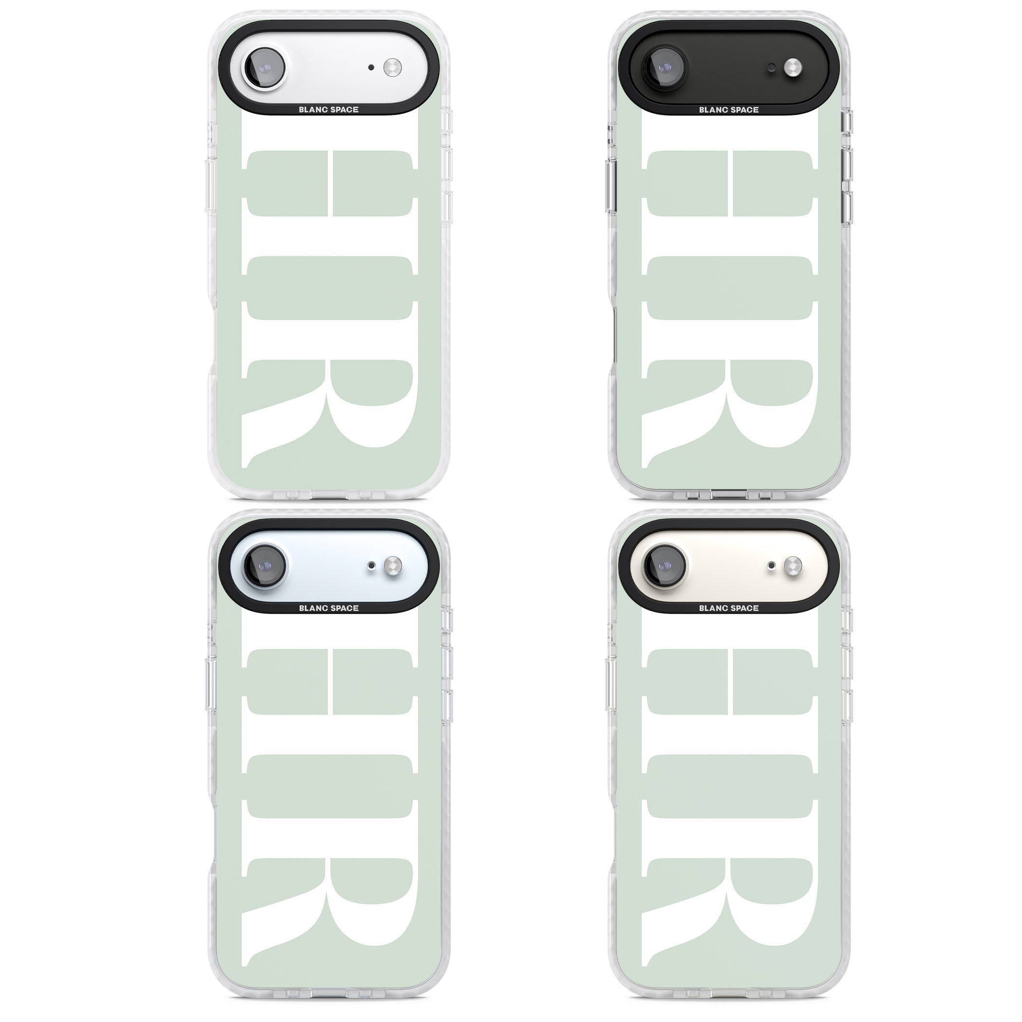 Personalised White & Seafoam Green Letters iPhone 17 Air Impact Pro Clear Phone Case APT Impact Protection