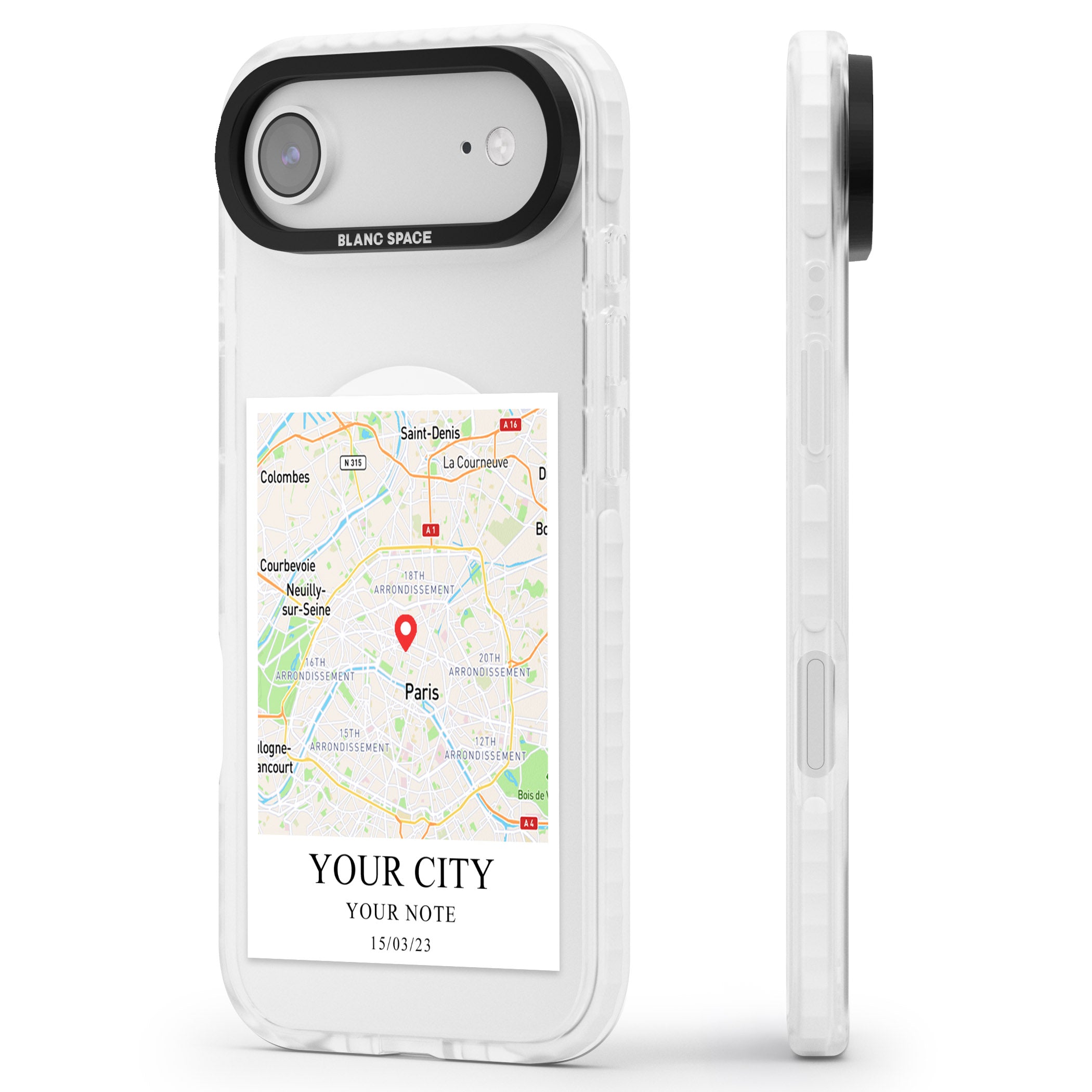 Personalised World Map iPhone 17 Air Impact Pro Clear Phone Case Side Profile