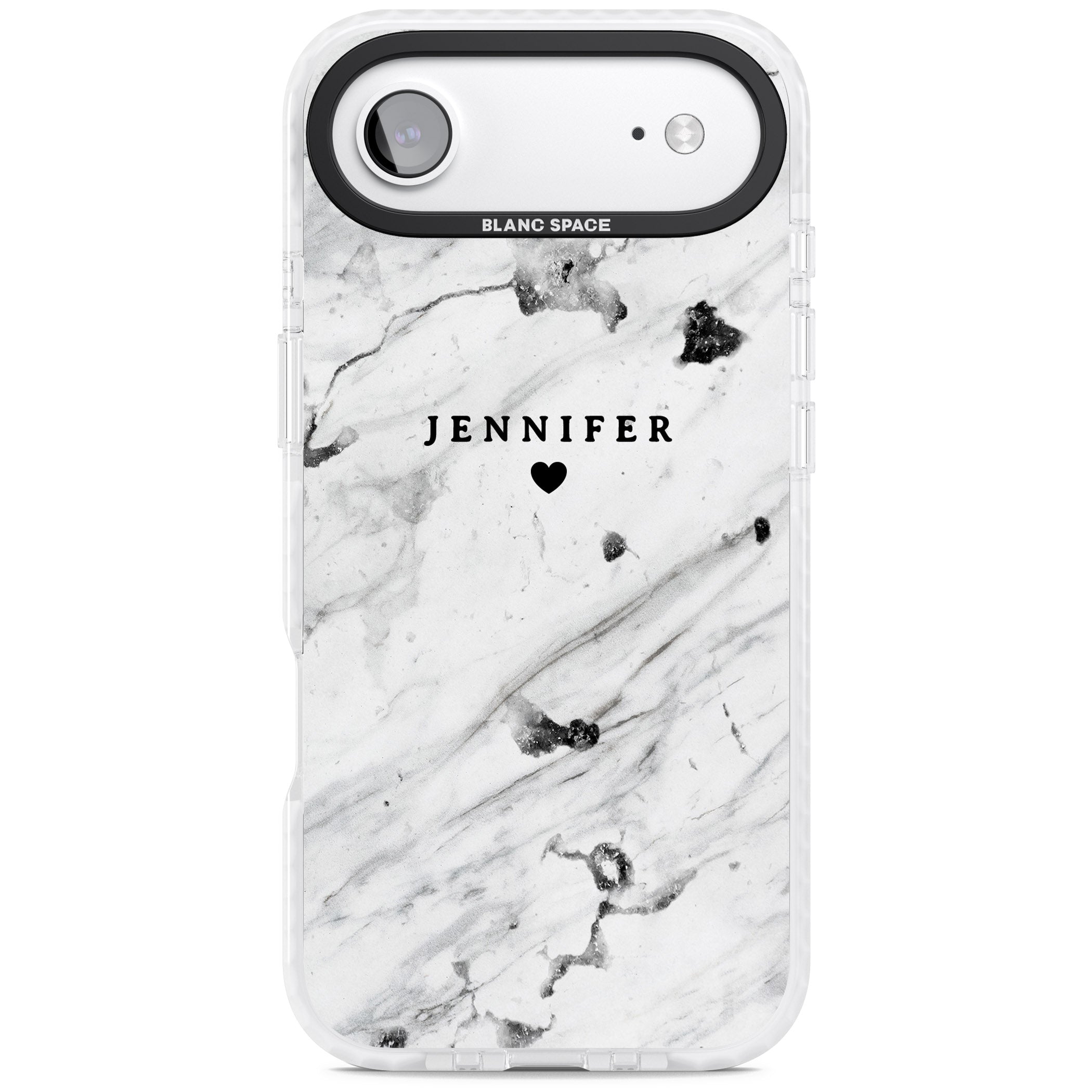 Personalised Marble Heart iPhone 17 Air Impact Pro Clear Phone Case