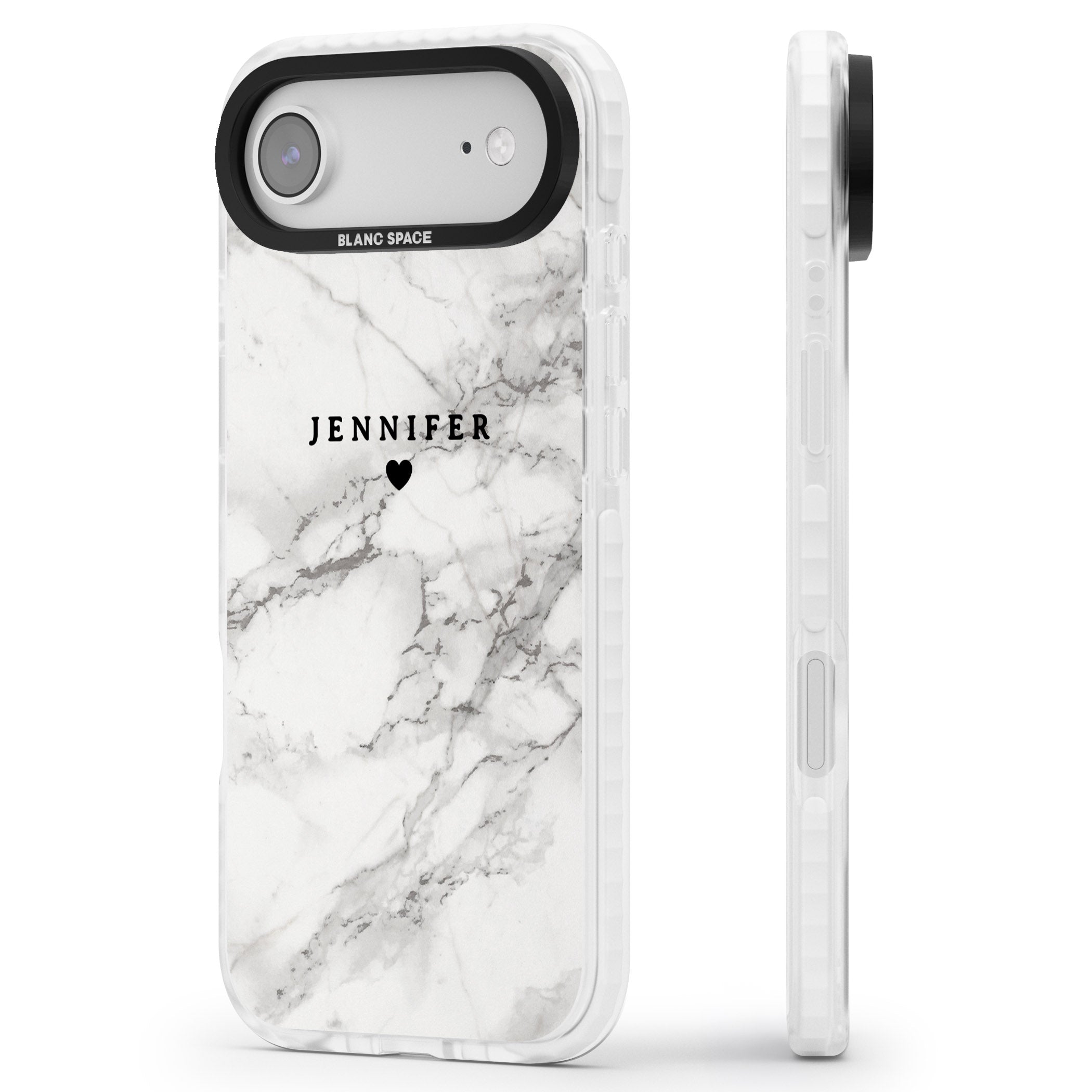 Personalised Classic Grey Marble iPhone 17 Air Impact Pro Clear Phone Case Side Profile