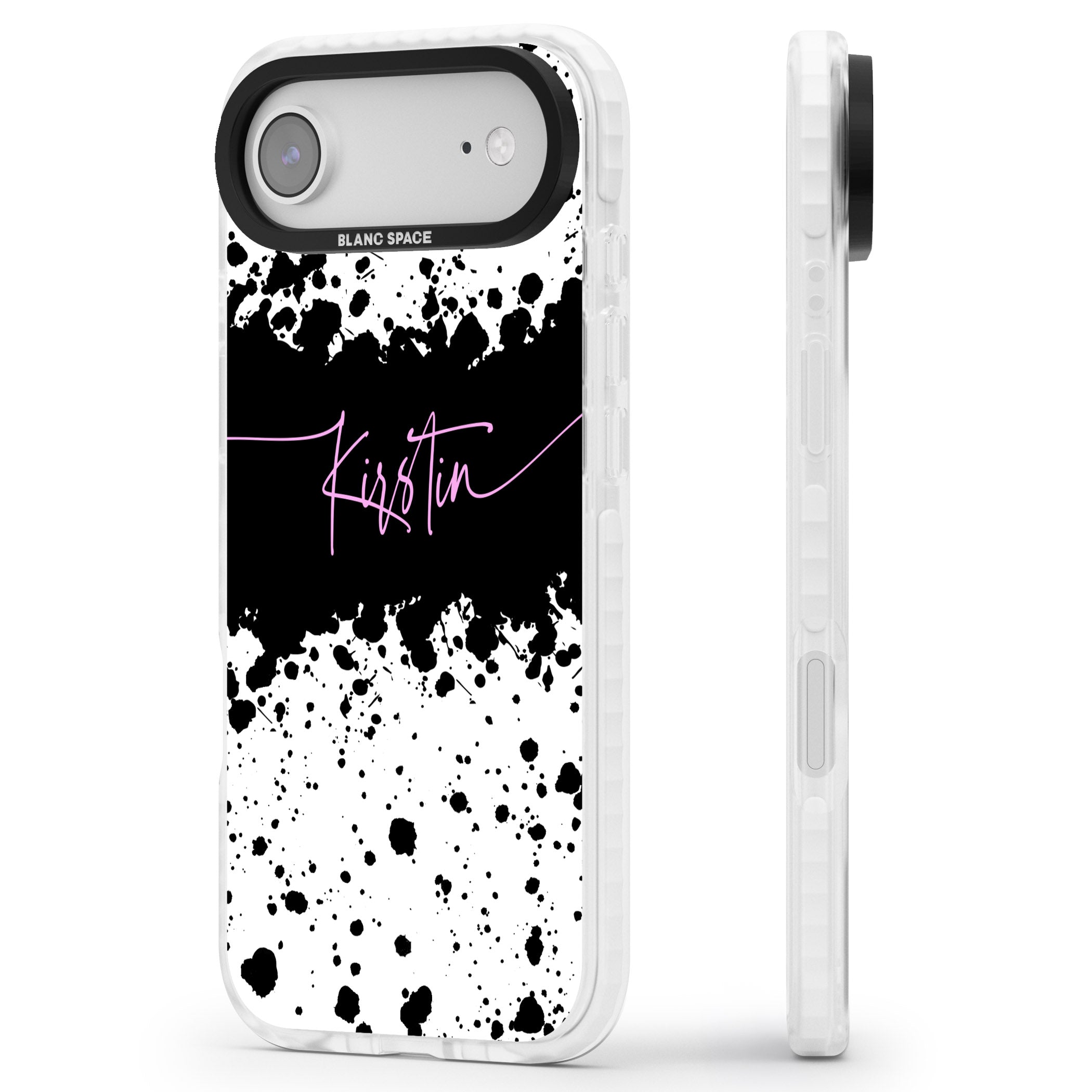 Personalised Bold Paint Splatters iPhone 17 Air Impact Pro Clear Phone Case Side Profile