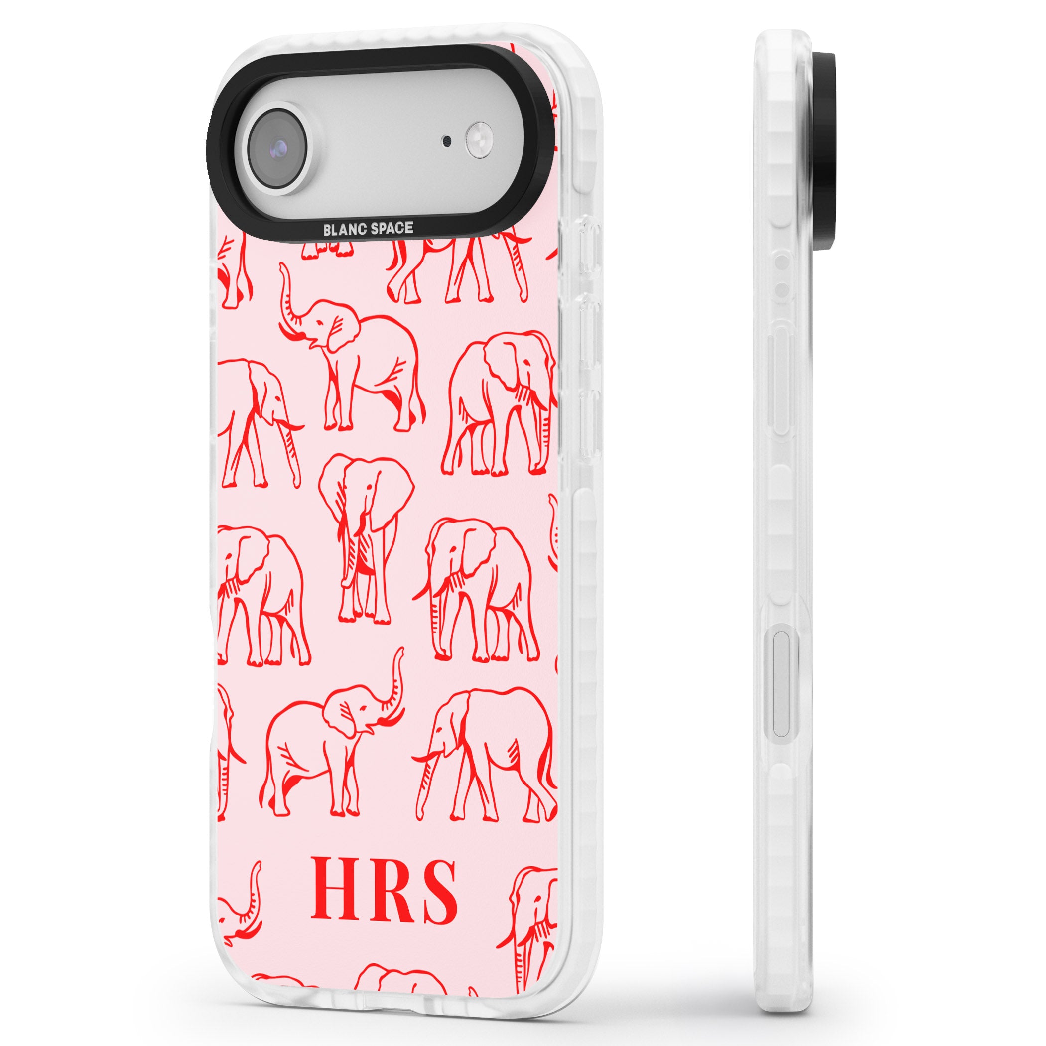 Personalised Red Elephant Outline iPhone 17 Air Impact Pro Clear Phone Case Side Profile