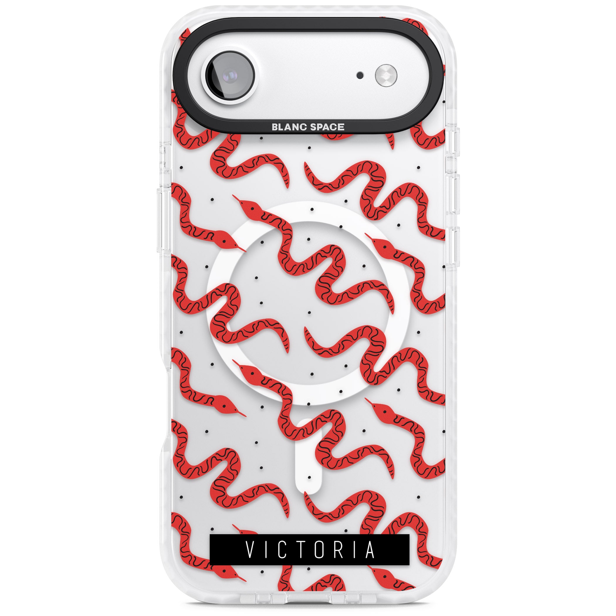 Personalised Red Snake Pattern iPhone 17 Air Impact Pro Clear Phone Case
