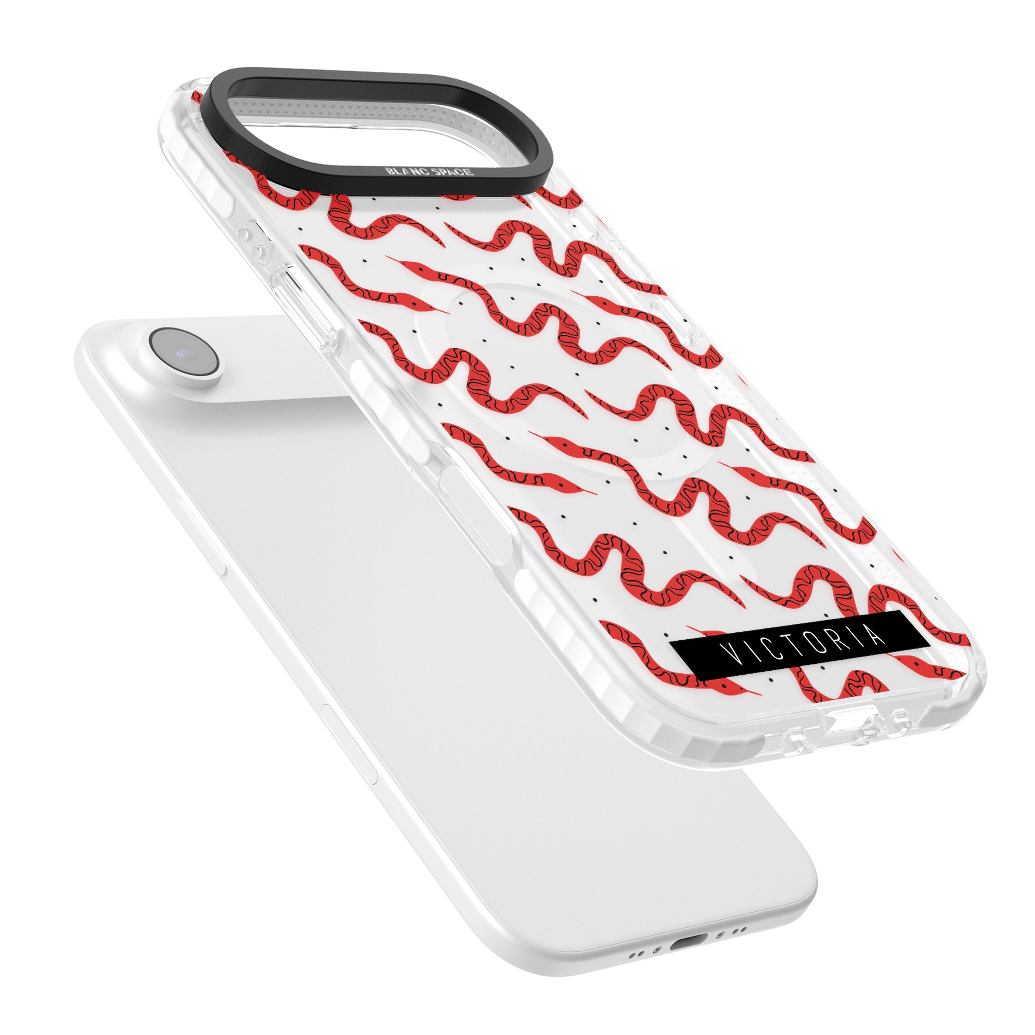Personalised Red Snake Pattern iPhone 17 Air Impact Pro Clear Phone Case Colours