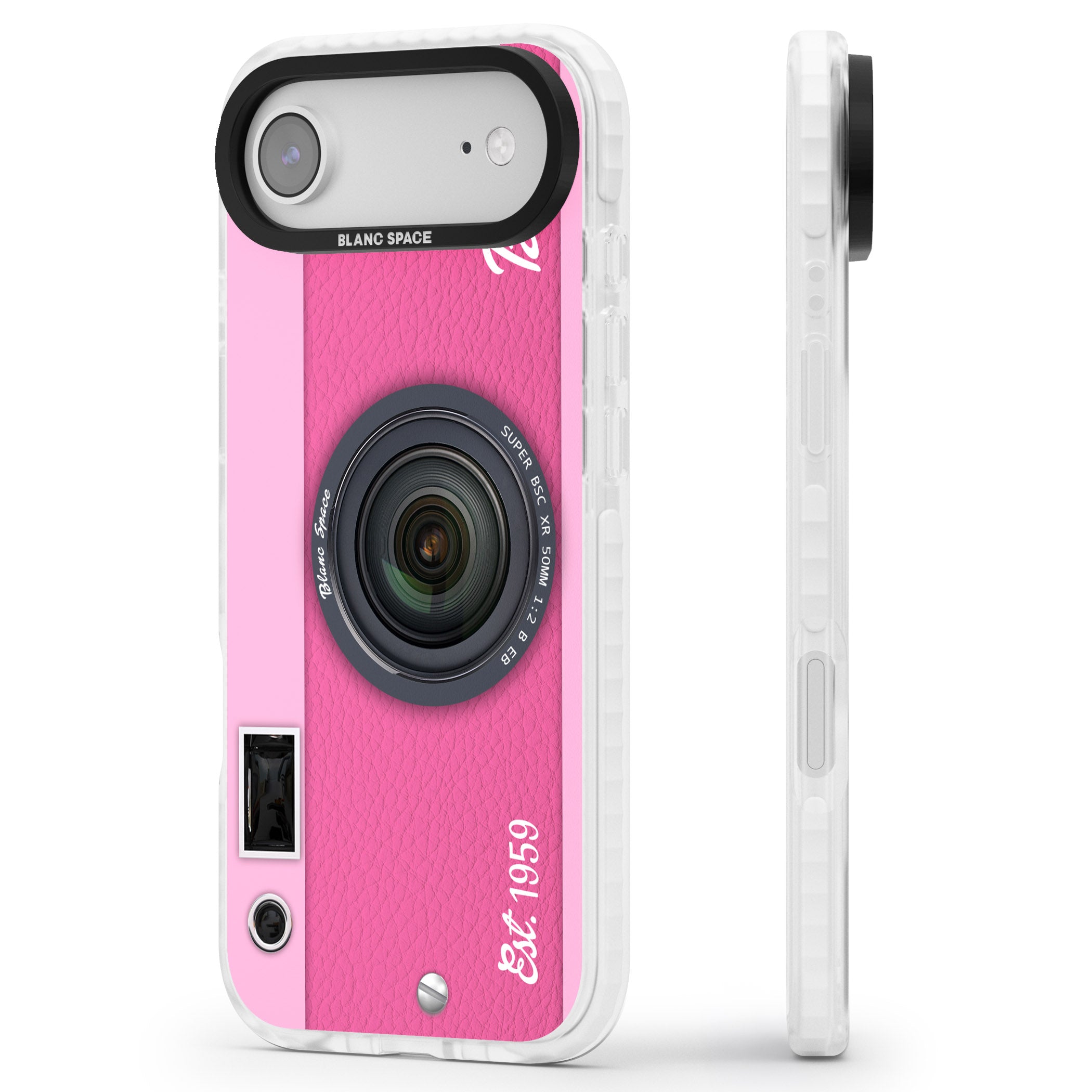 Personalised Pink Dream Camera iPhone 17 Air Impact Pro Clear Phone Case Side Profile