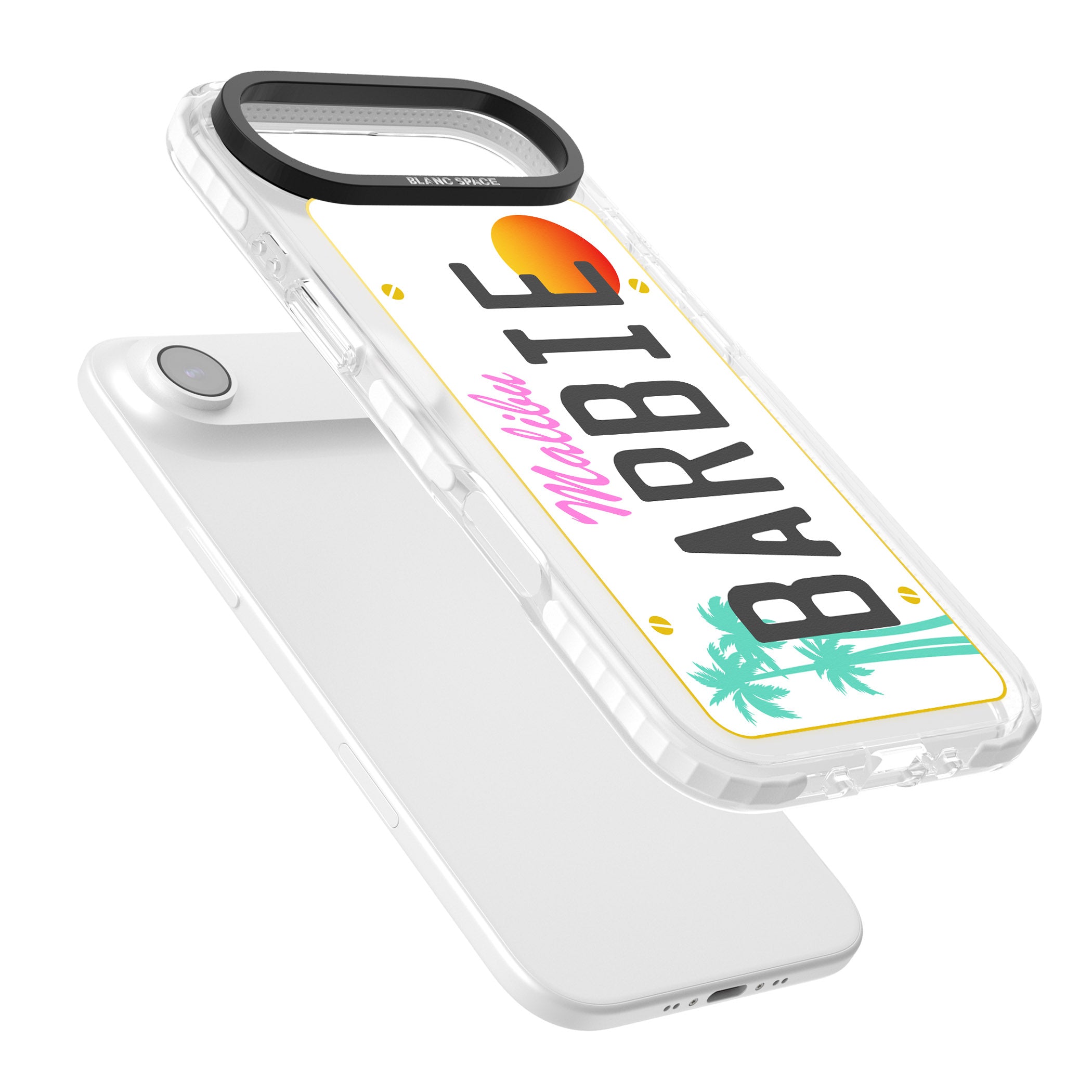 Personalised Malibu License Plate iPhone 17 Air Impact Pro Clear Phone Case Colours