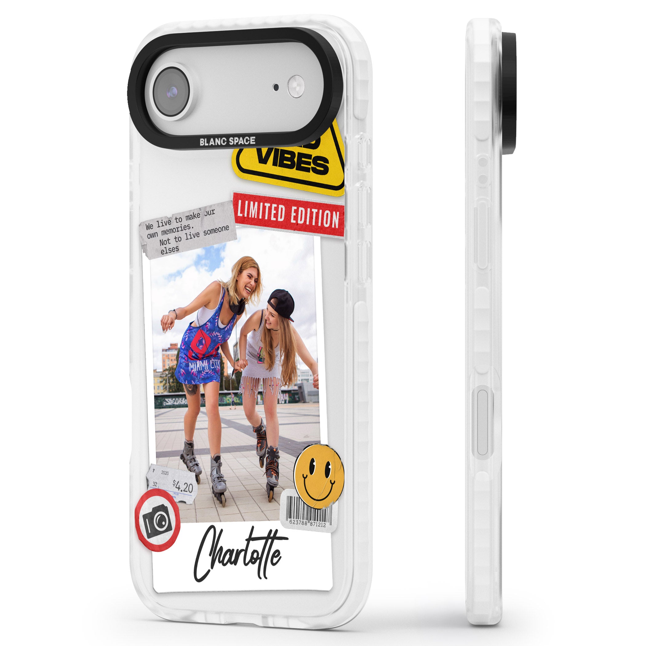 Personalised Sticker Mix Instant Photo iPhone 17 Air Impact Pro Clear Phone Case Side Profile