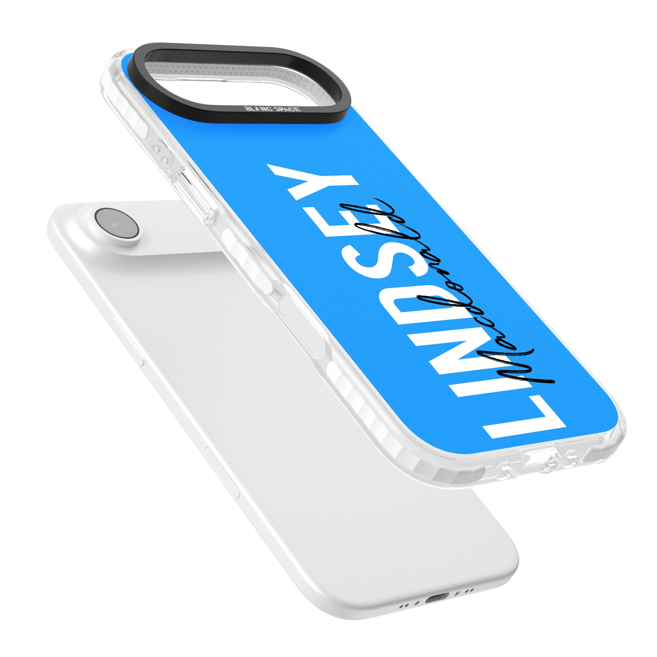 Personalised Bold Name: Blue iPhone 17 Air Impact Pro Clear Phone Case Colours