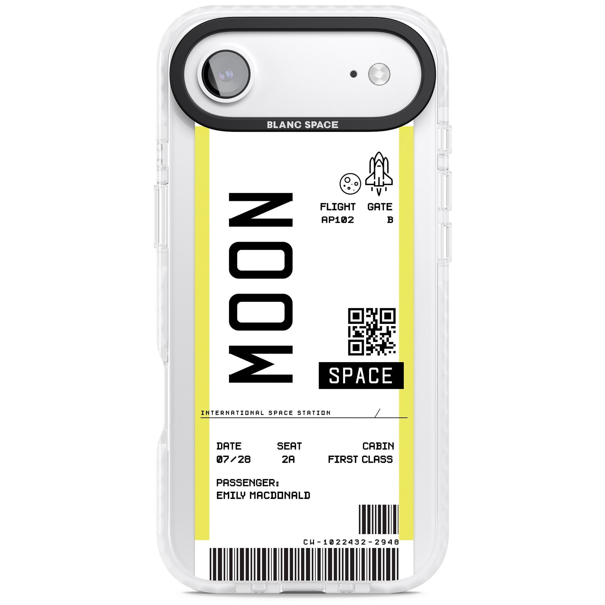 Personalised Moon Travel Ticket iPhone 17 Air Impact Pro Clear Phone Case