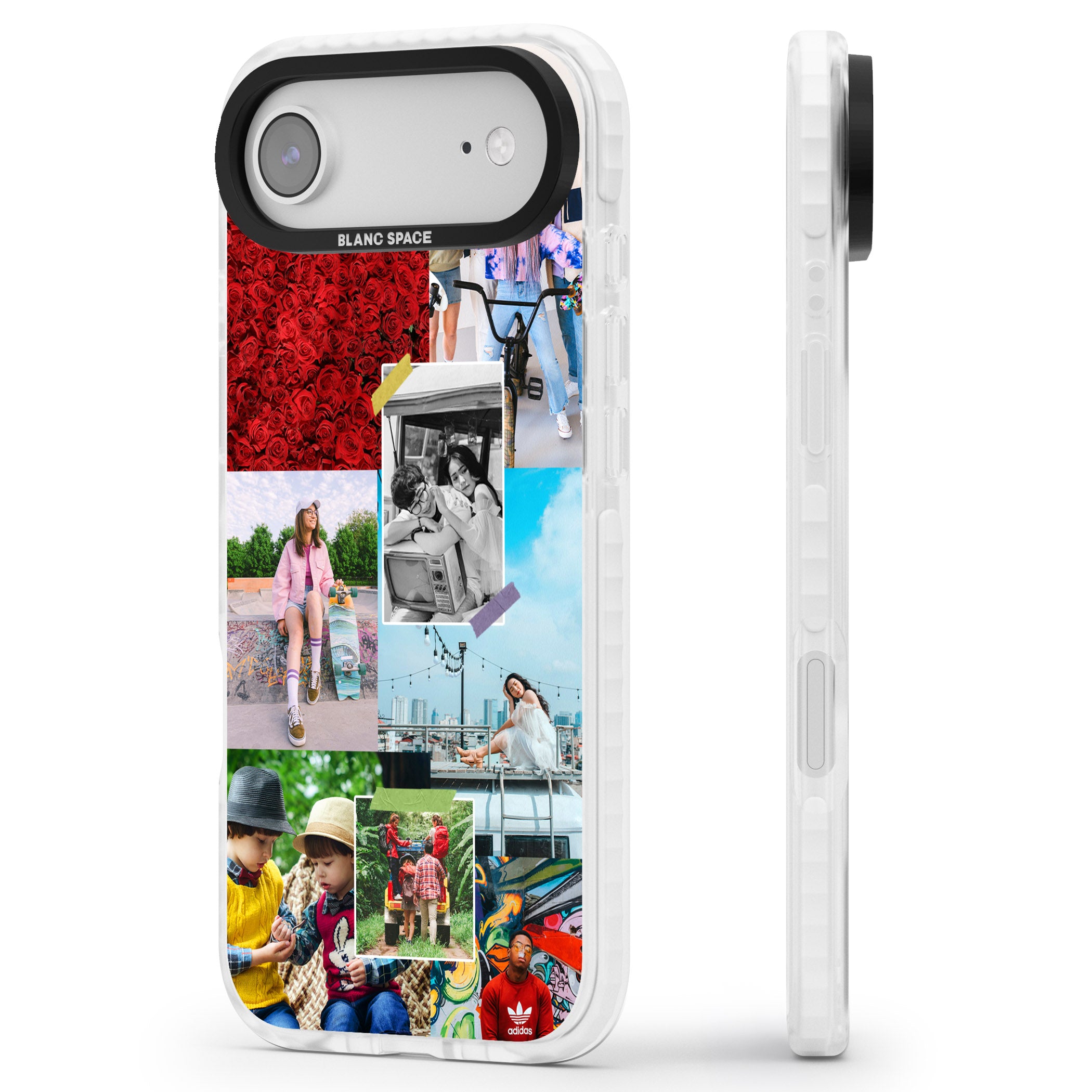 Personalised Photo Collage iPhone 17 Air Impact Pro Clear Phone Case Side Profile
