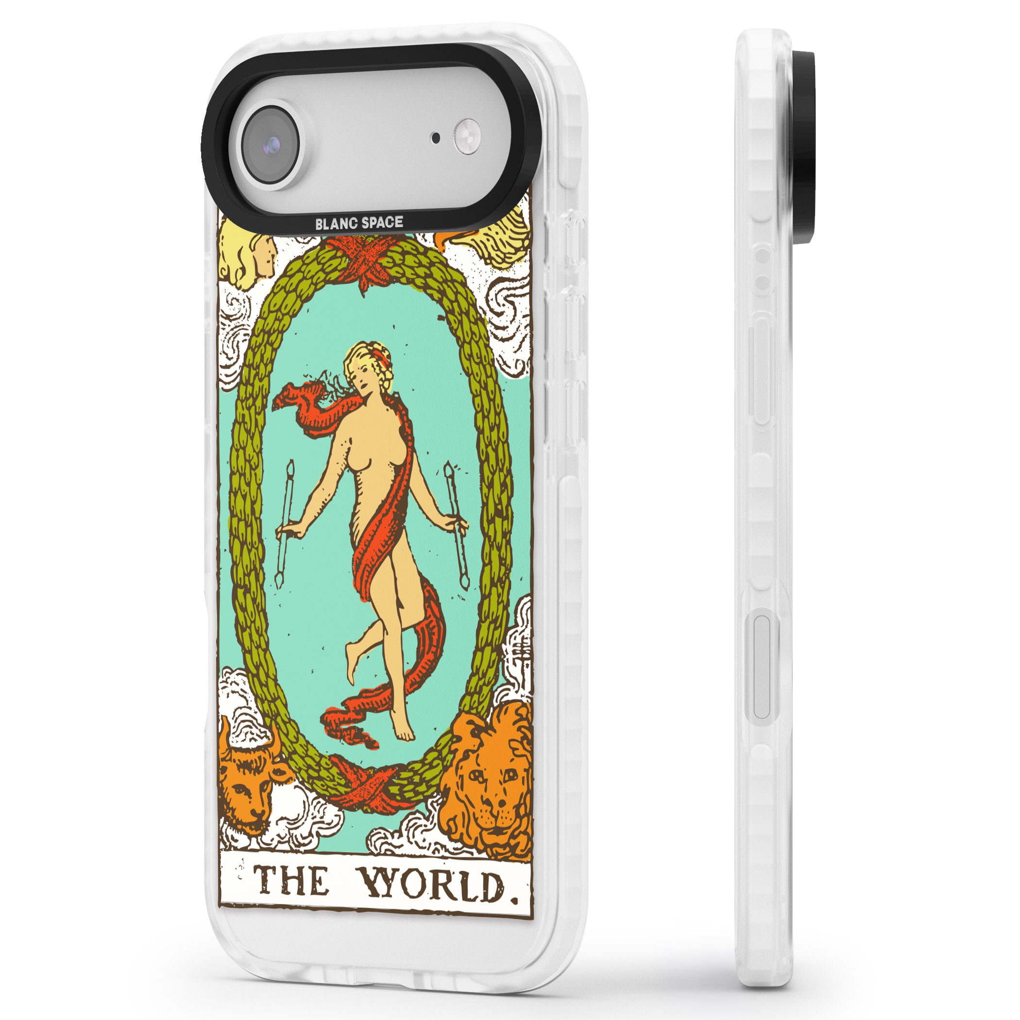 Personalised The World Tarot Card (Color) iPhone 17 Air Impact Pro Clear Phone Case Side Profile