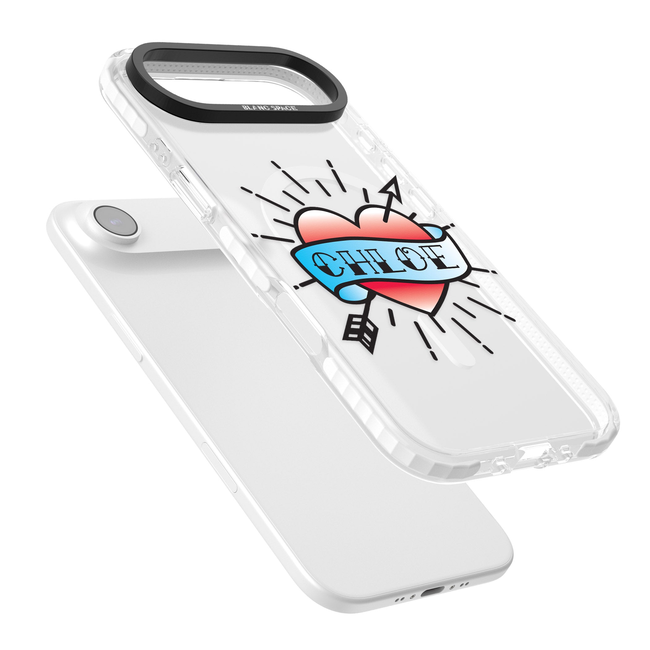 Personalised Heart Tattoo iPhone 17 Air Impact Pro Clear Phone Case Colours