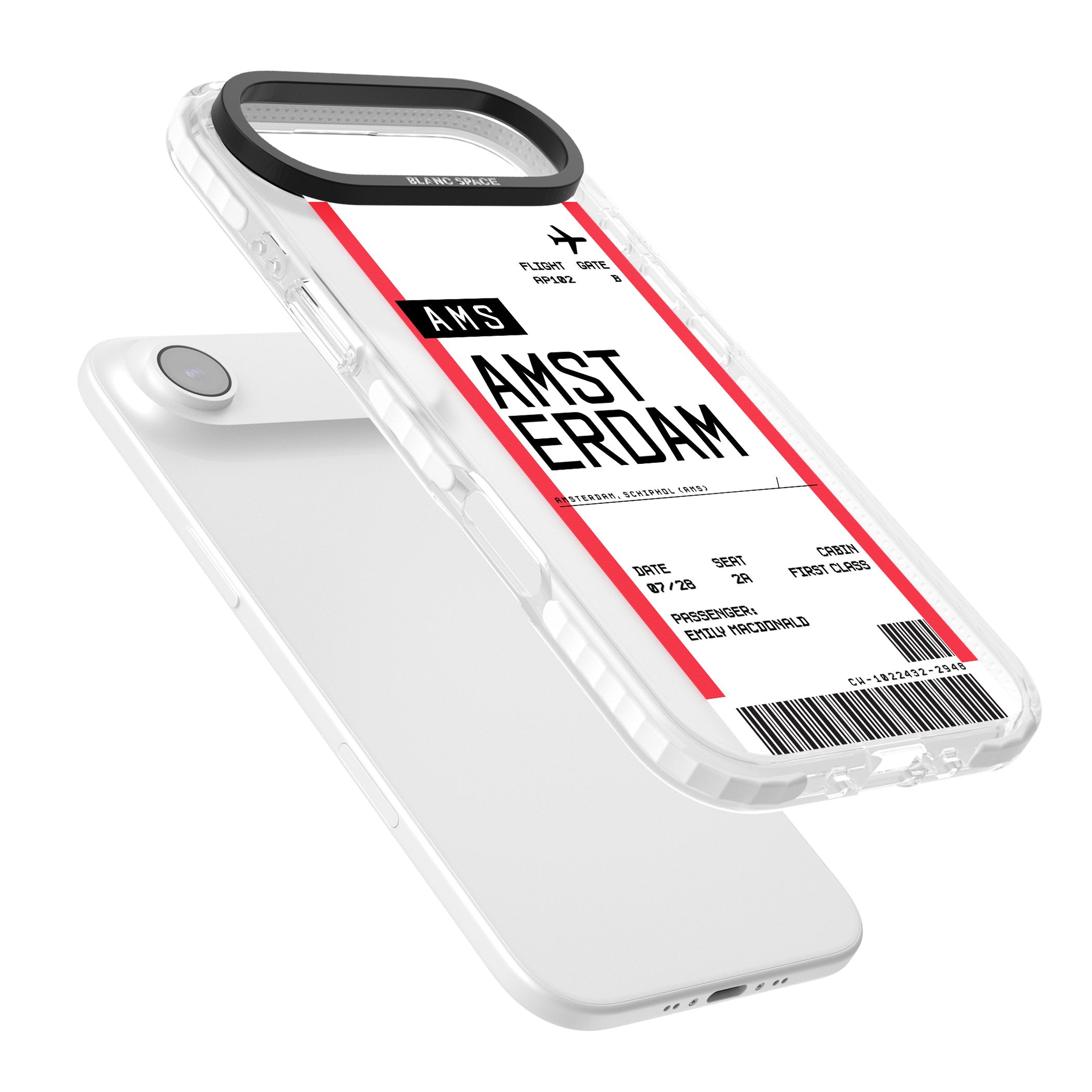 Personalised Amsterdam Boarding Pass iPhone 17 Air Impact Pro Clear Phone Case Colours