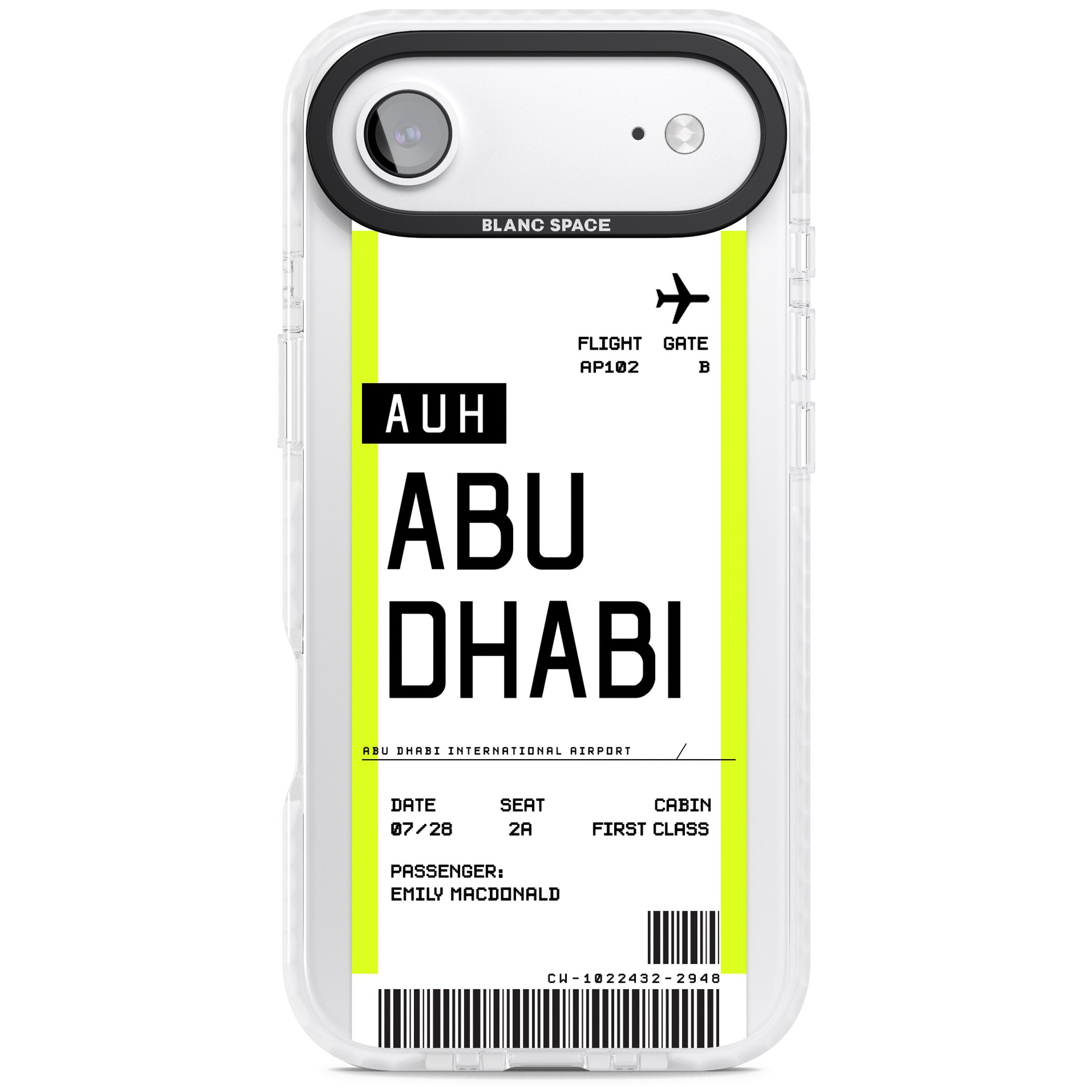Personalised Abu Dhabi Boarding Pass iPhone 17 Air Impact Pro Clear Phone Case