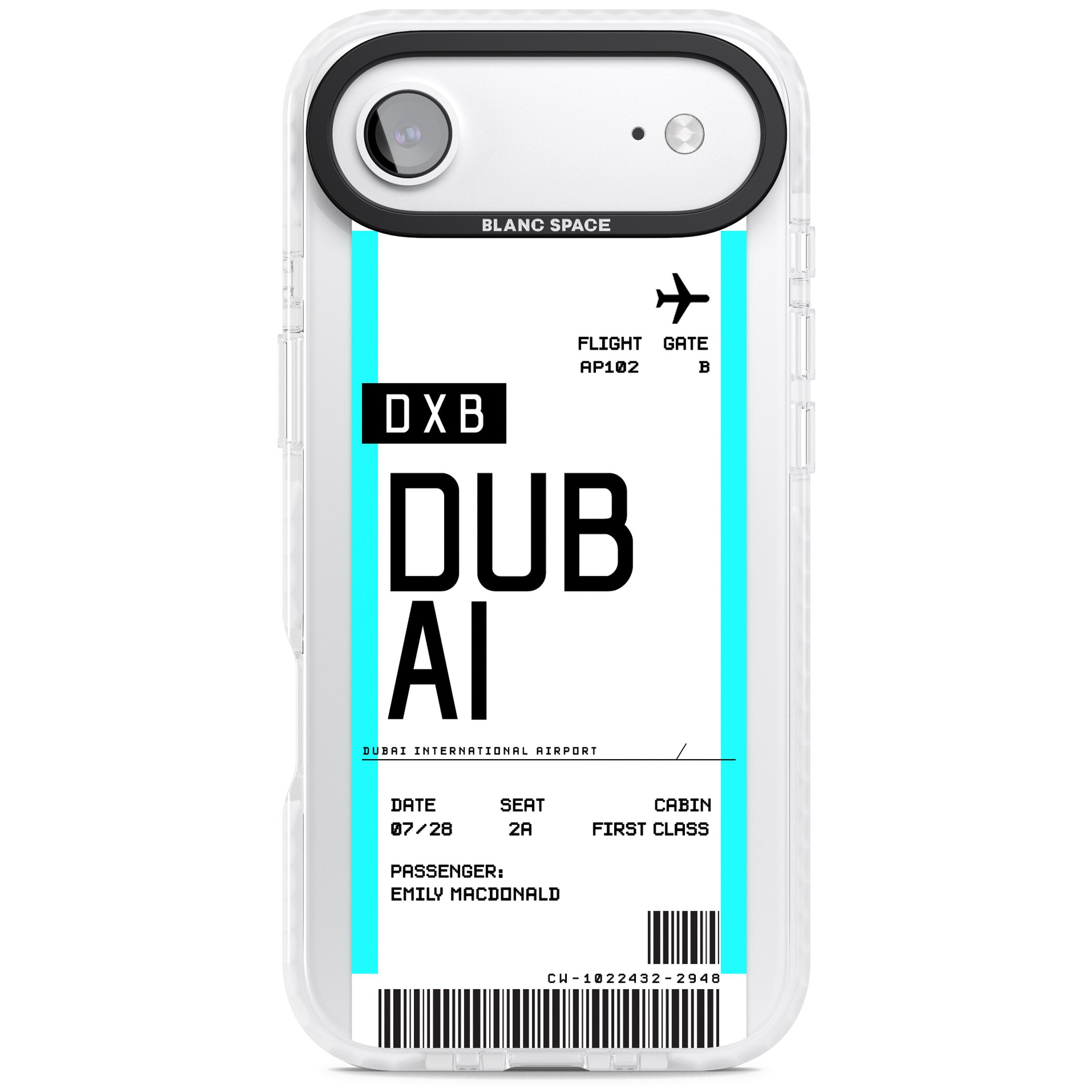 Personalised Dubai Boarding Pass iPhone 17 Air Impact Pro Clear Phone Case