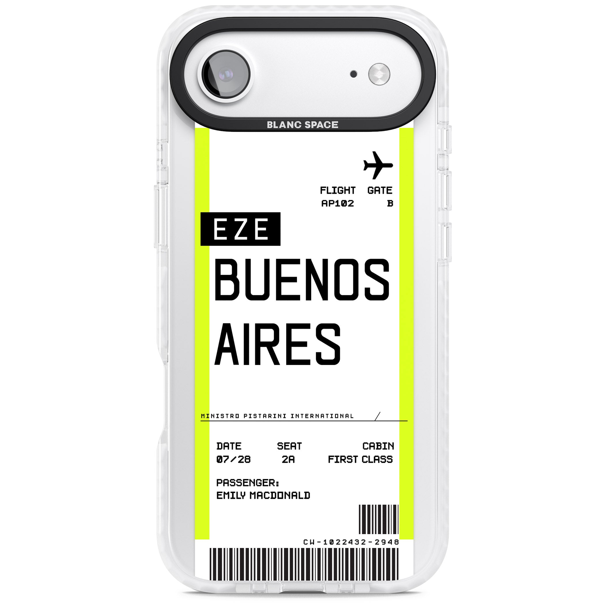 Personalised Buenos Aires Boarding Pass iPhone 17 Air Impact Pro Clear Phone Case
