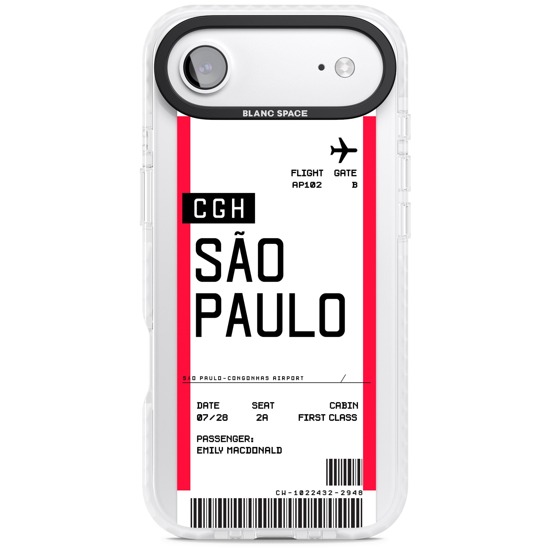 Personalised São Paulo Boarding Pass iPhone 17 Air Impact Pro Clear Phone Case