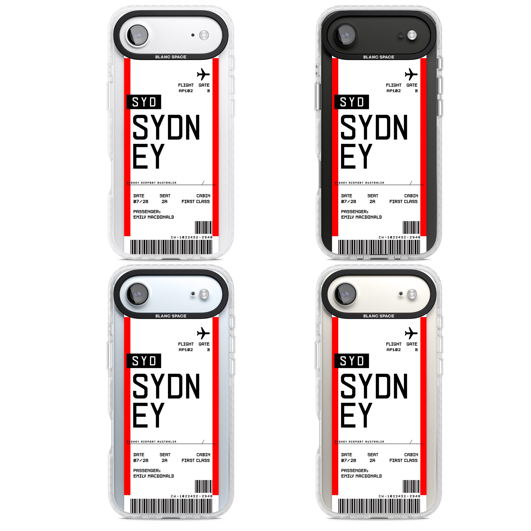 Personalised Sydney Boarding Pass iPhone 17 Air Impact Pro Clear Phone Case APT Impact Protection