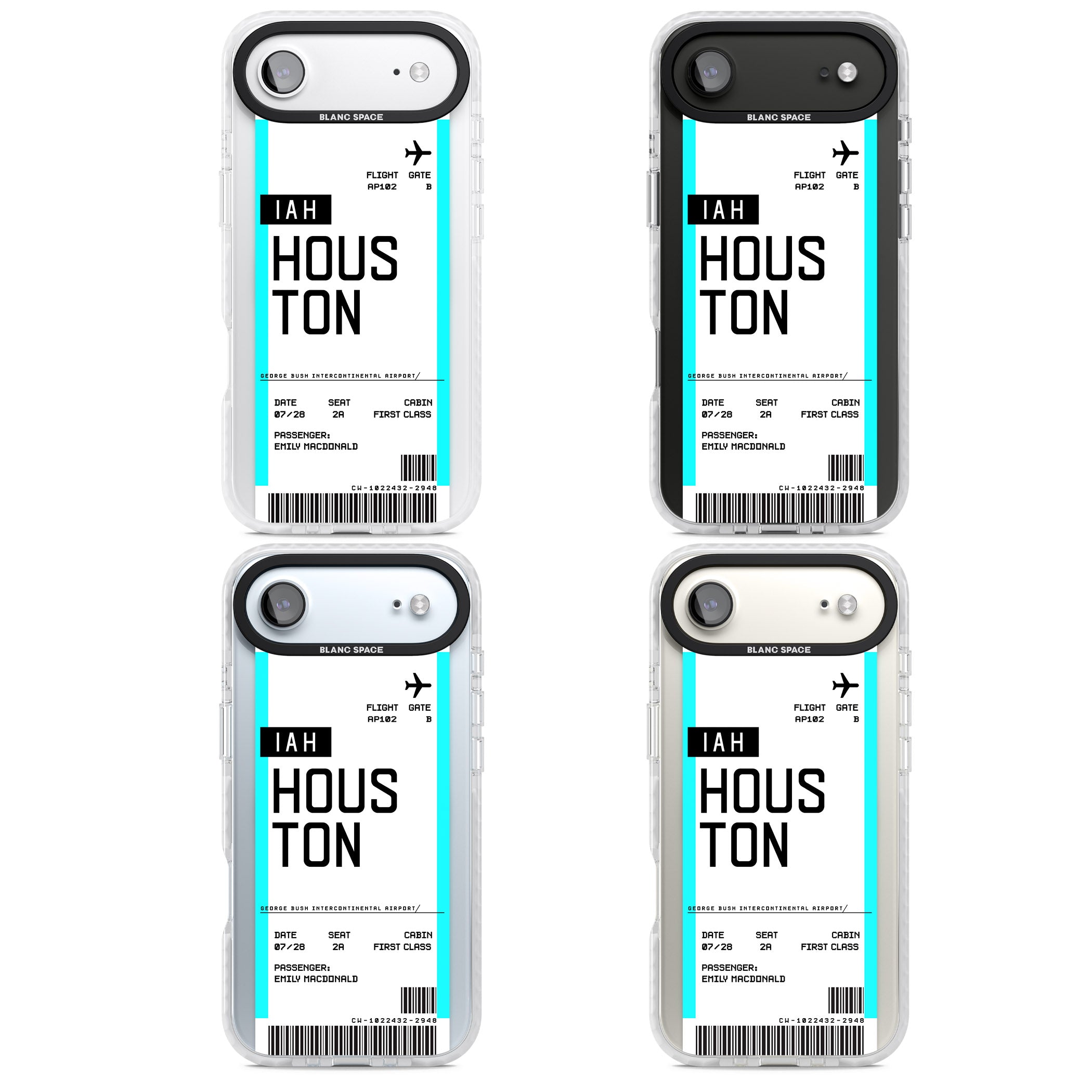 Personalised Houston Boarding Pass iPhone 17 Air Impact Pro Clear Phone Case APT Impact Protection