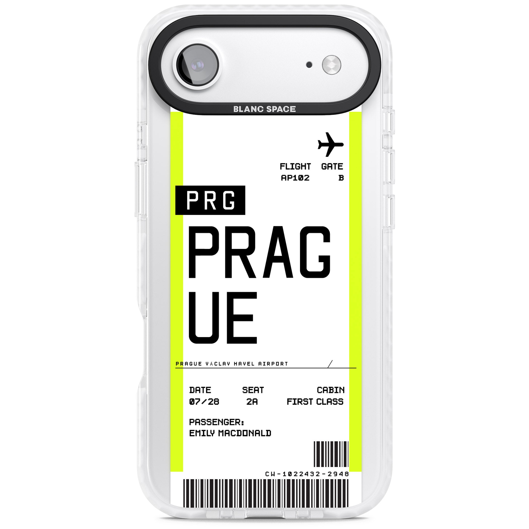 Personalised Prague Boarding Pass iPhone 17 Air Impact Pro Clear Phone Case