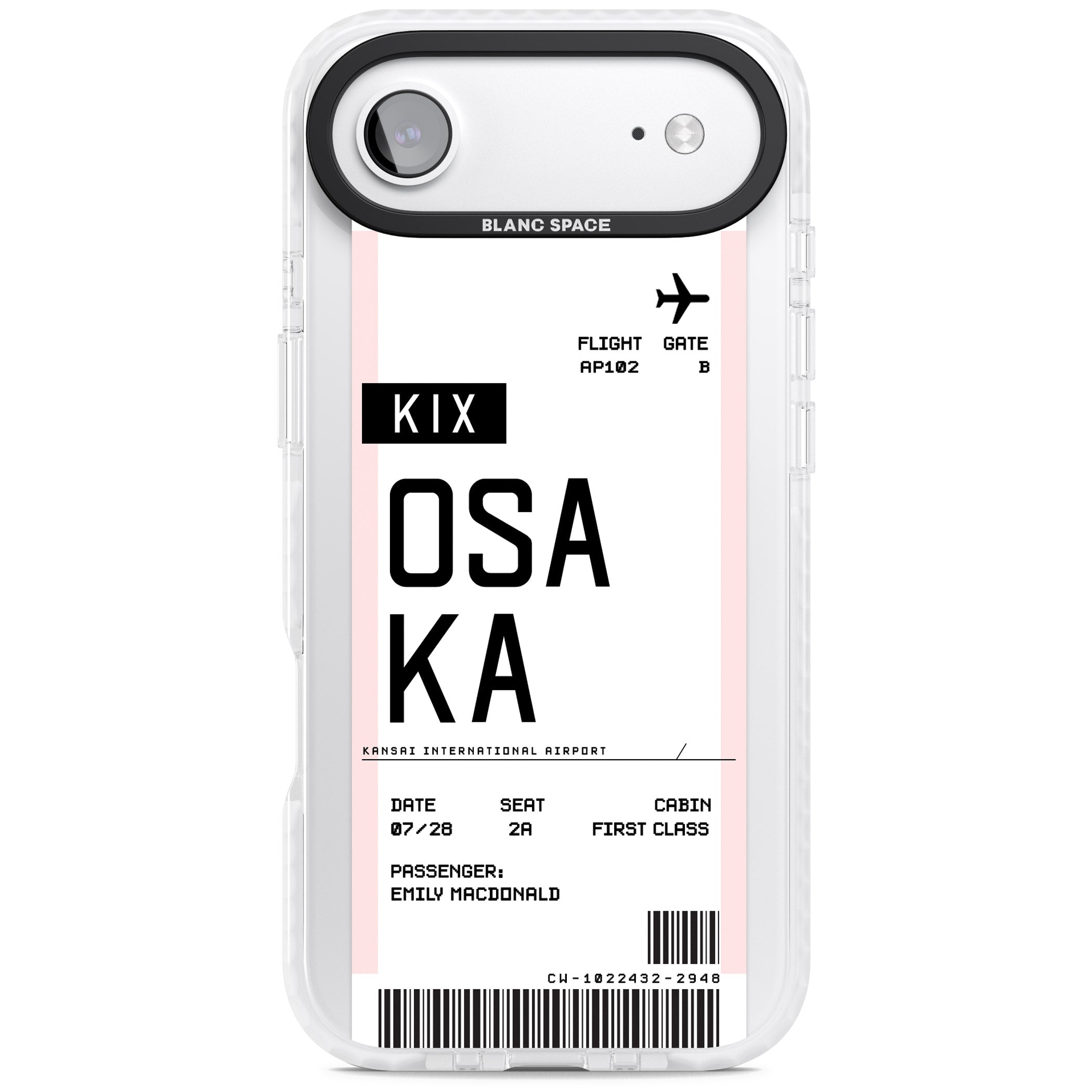 Personalised Osaka Boarding Pass iPhone 17 Air Impact Pro Clear Phone Case