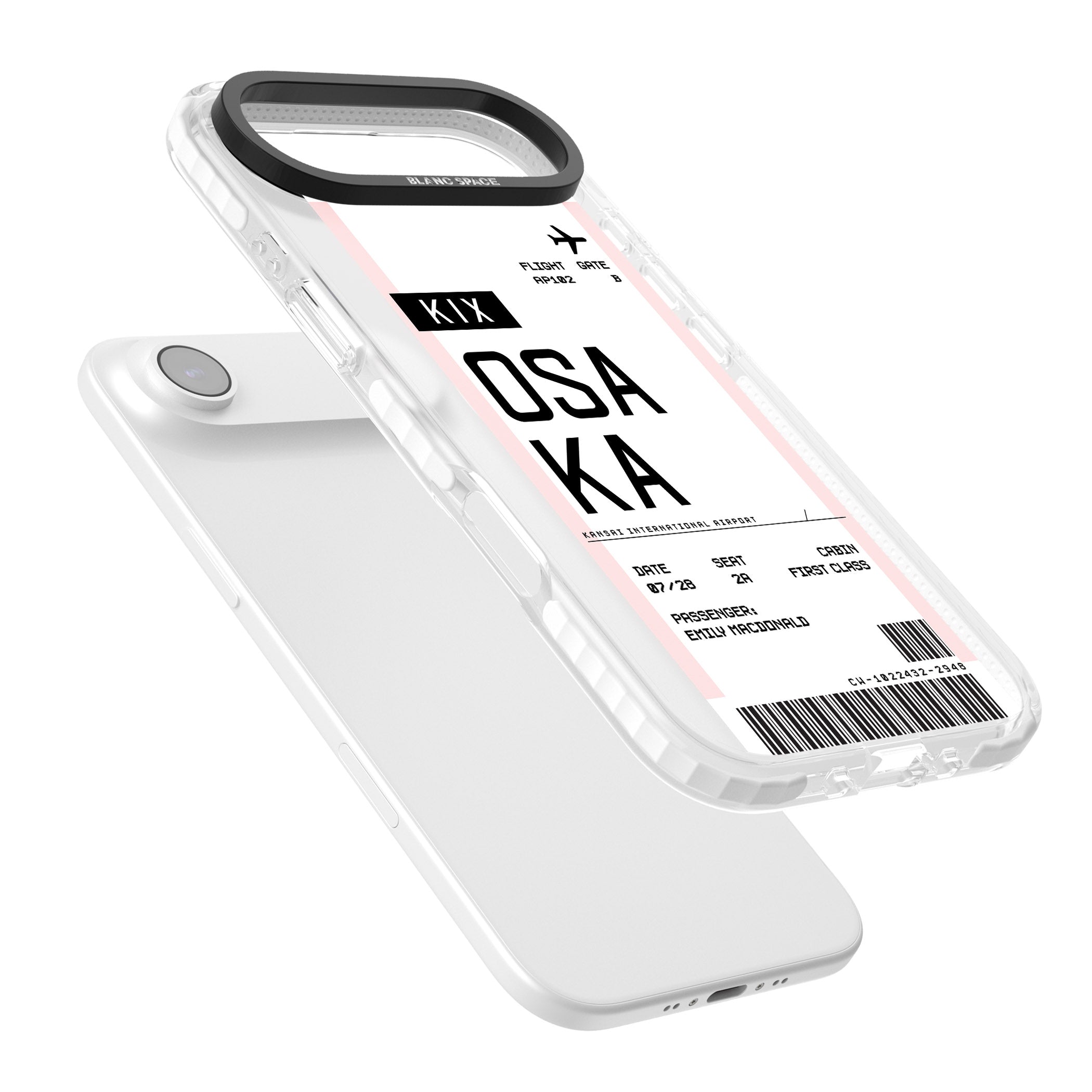 Personalised Osaka Boarding Pass iPhone 17 Air Impact Pro Clear Phone Case Colours